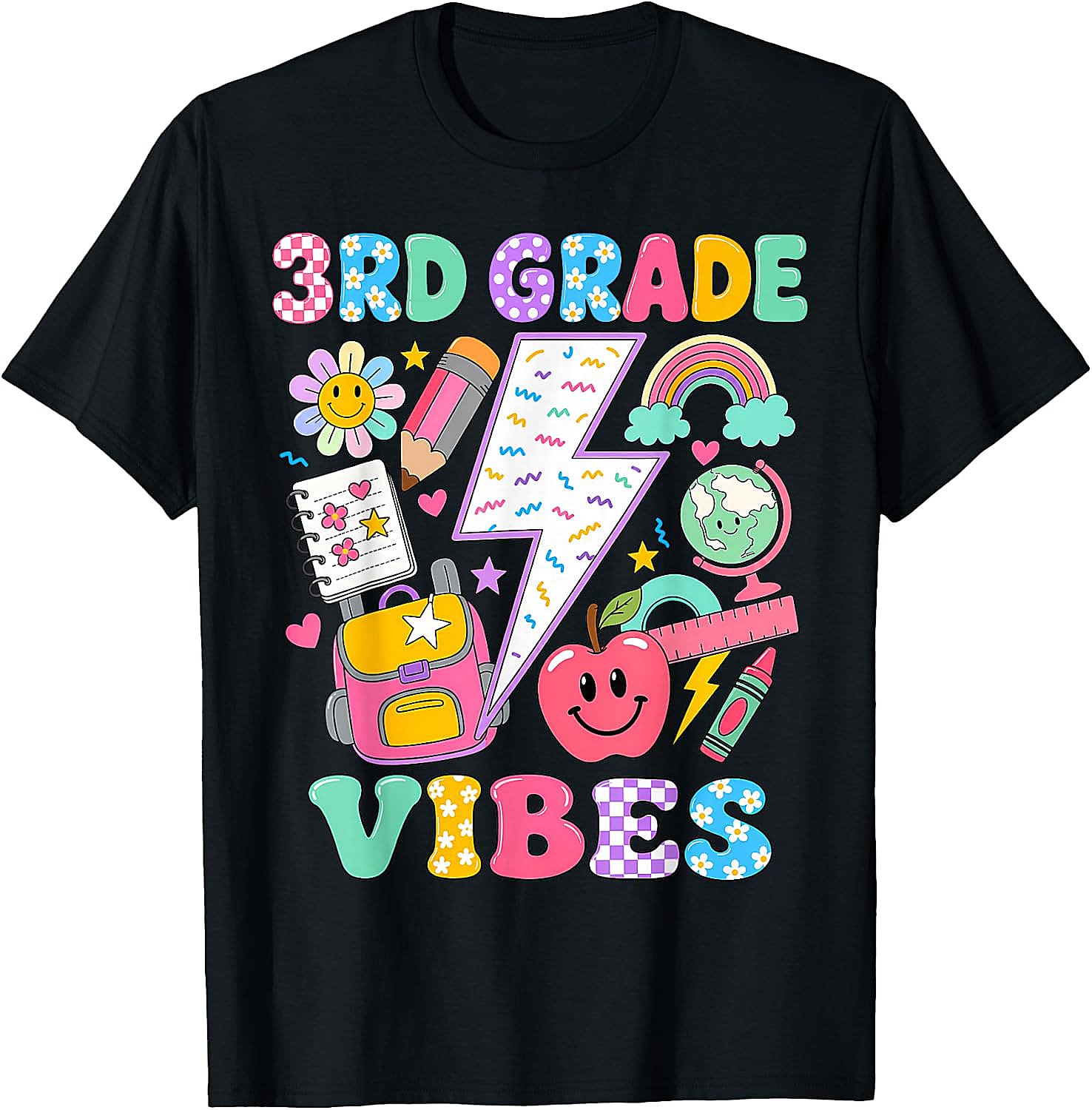 3rd Grade Vibes Girls Back to School T-Shirt Fun Tee