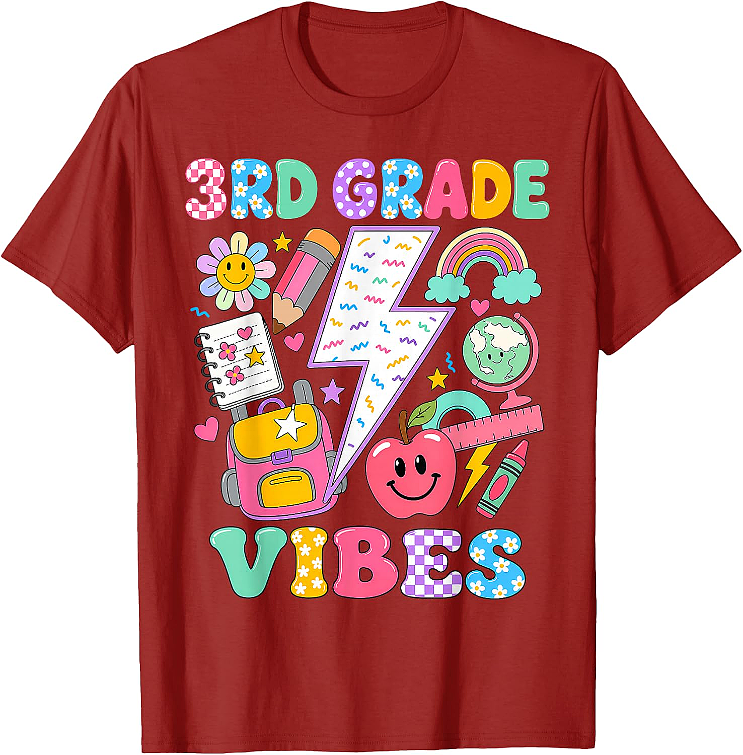  3rd Grade Vibes Girls Back to School T-Shirt Fun Tee