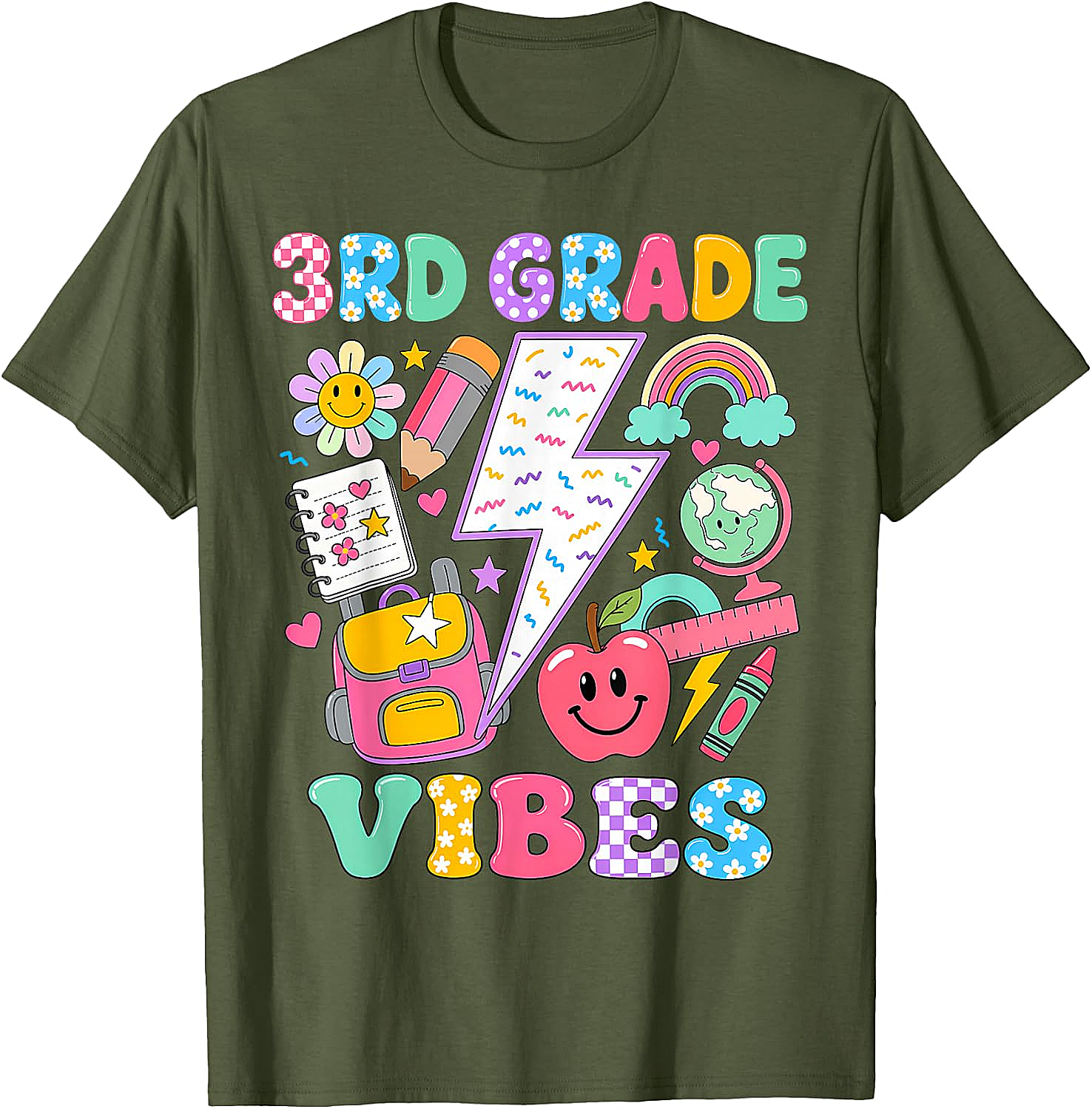  3rd Grade Vibes Girls Back to School T-Shirt Fun Tee