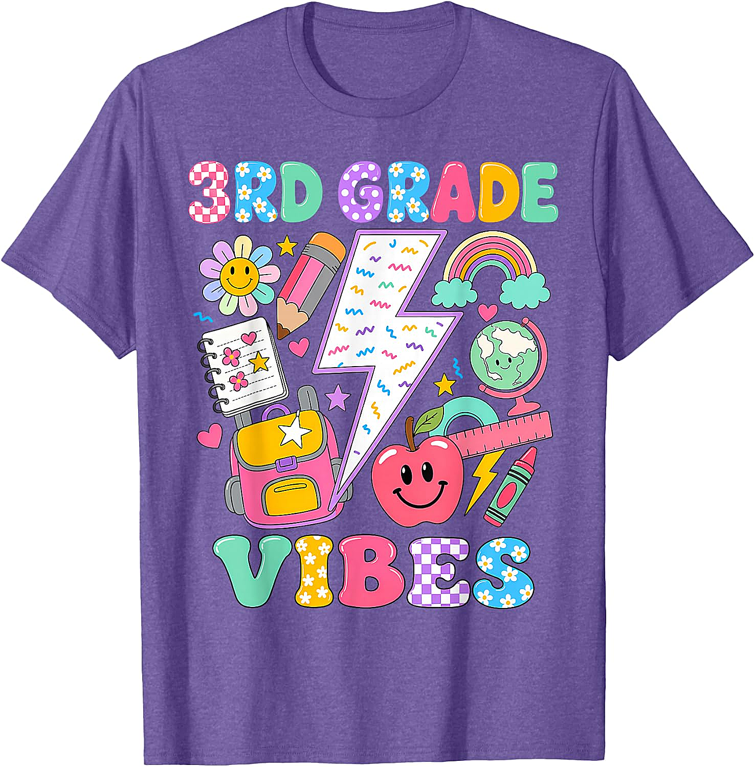  3rd Grade Vibes Girls Back to School T-Shirt Fun Tee