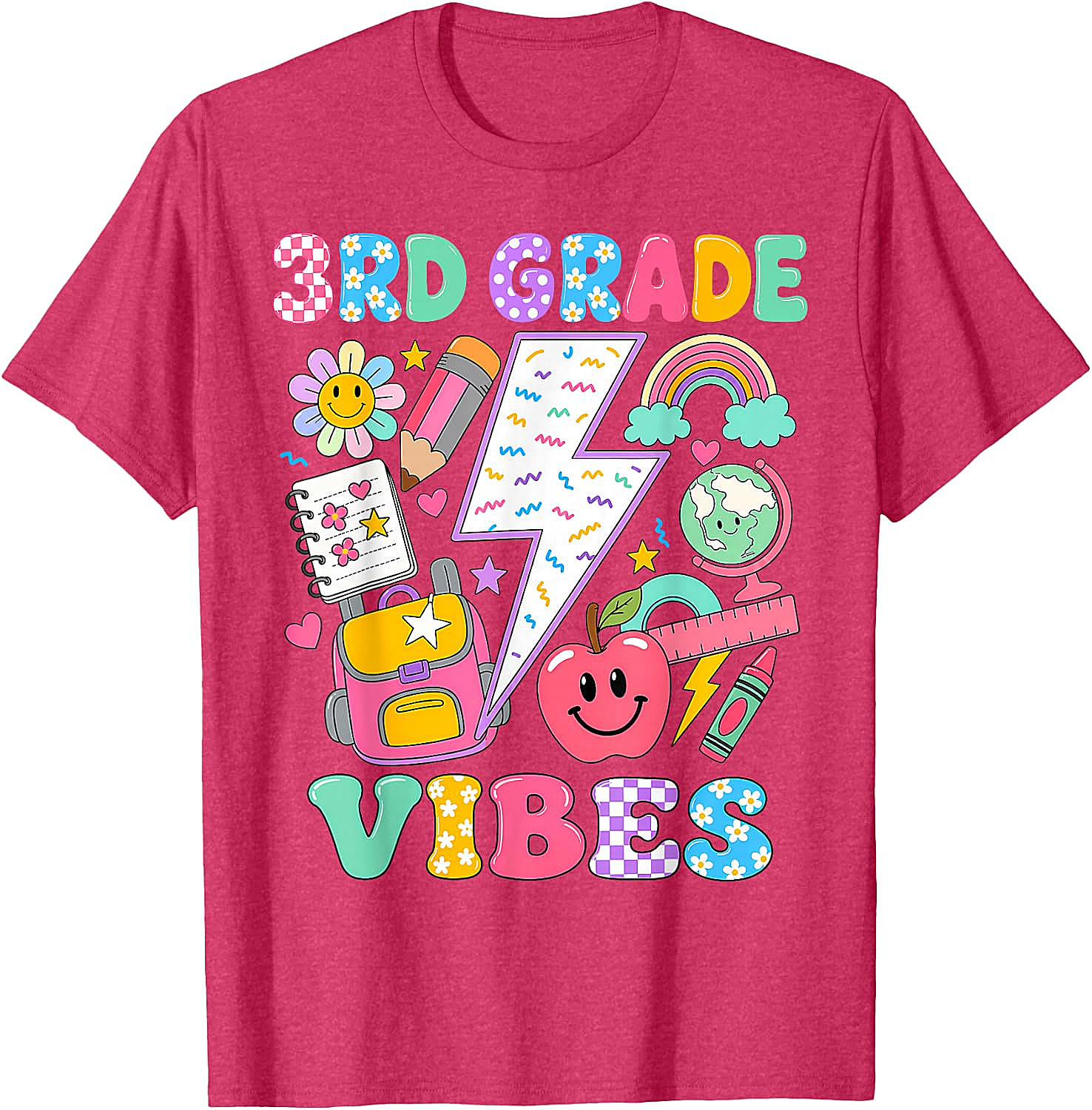  3rd Grade Vibes Girls Back to School T-Shirt Fun Tee