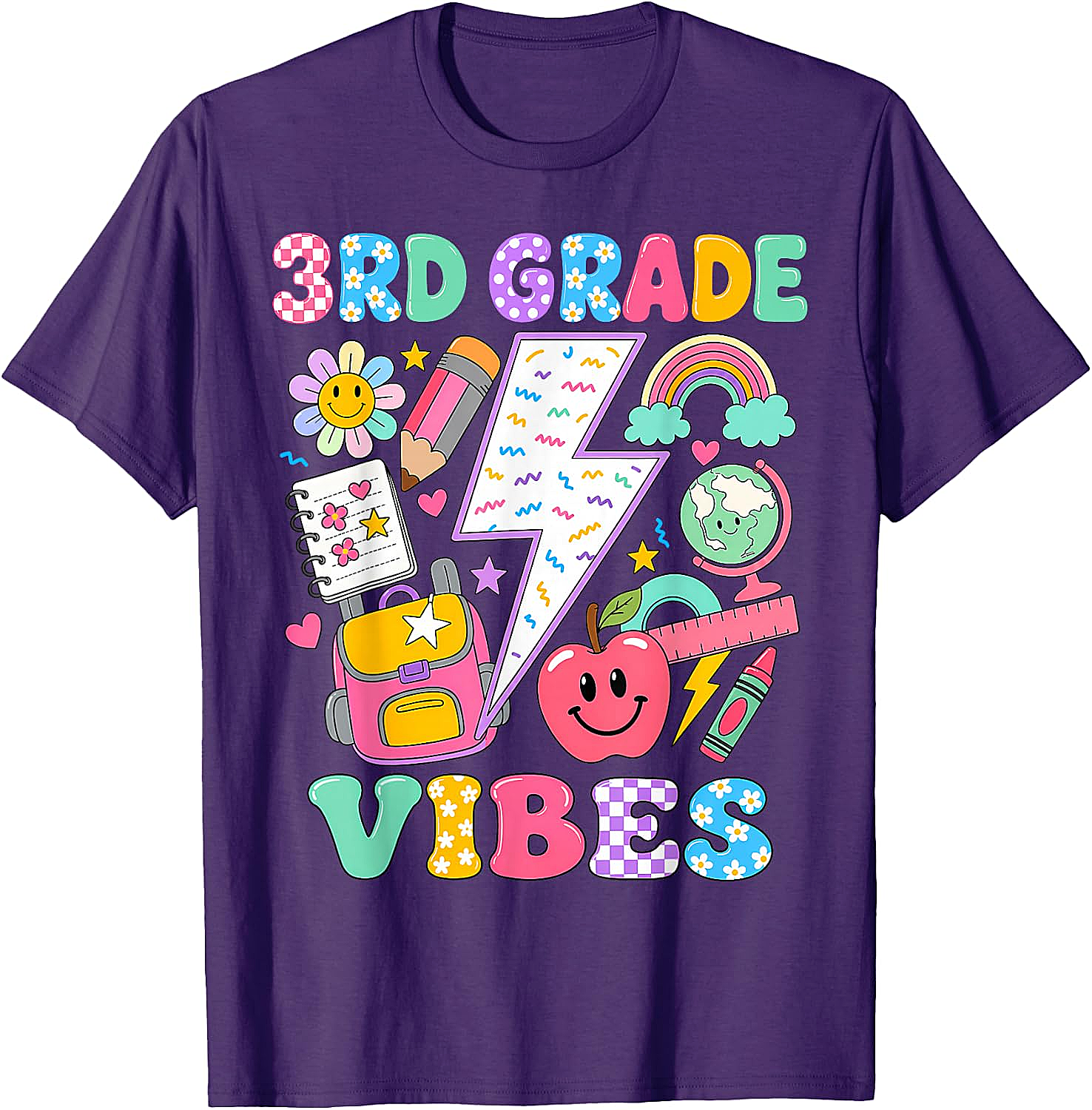 3rd Grade Vibes Girls Back to School T-Shirt Fun Tee