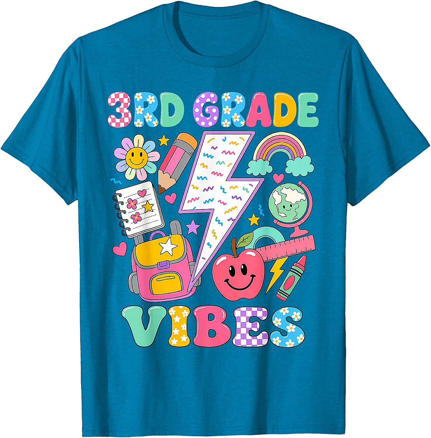  3rd Grade Vibes Girls Back to School T-Shirt Fun Tee
