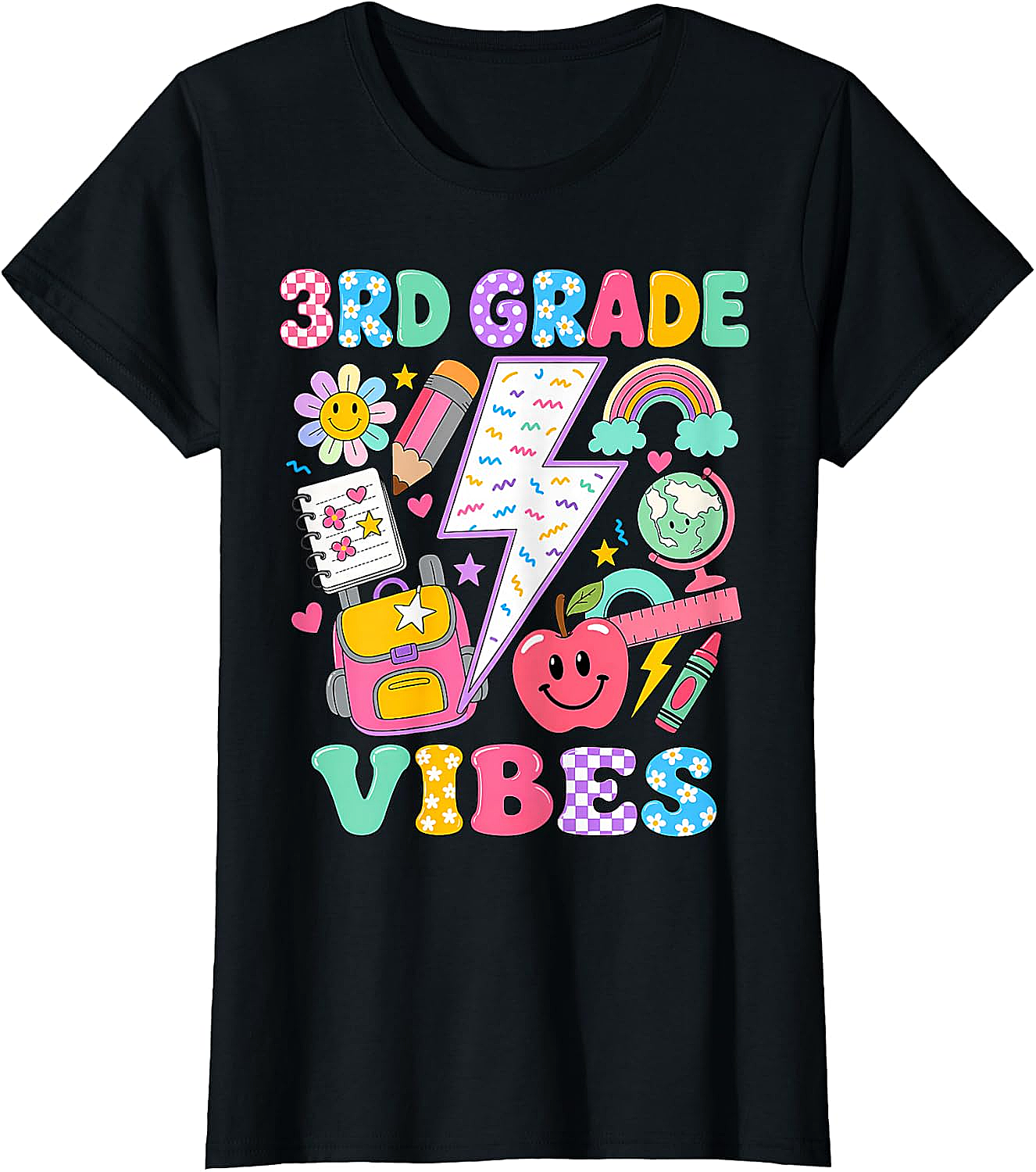  3rd Grade Vibes Girls Back to School T-Shirt Fun Tee