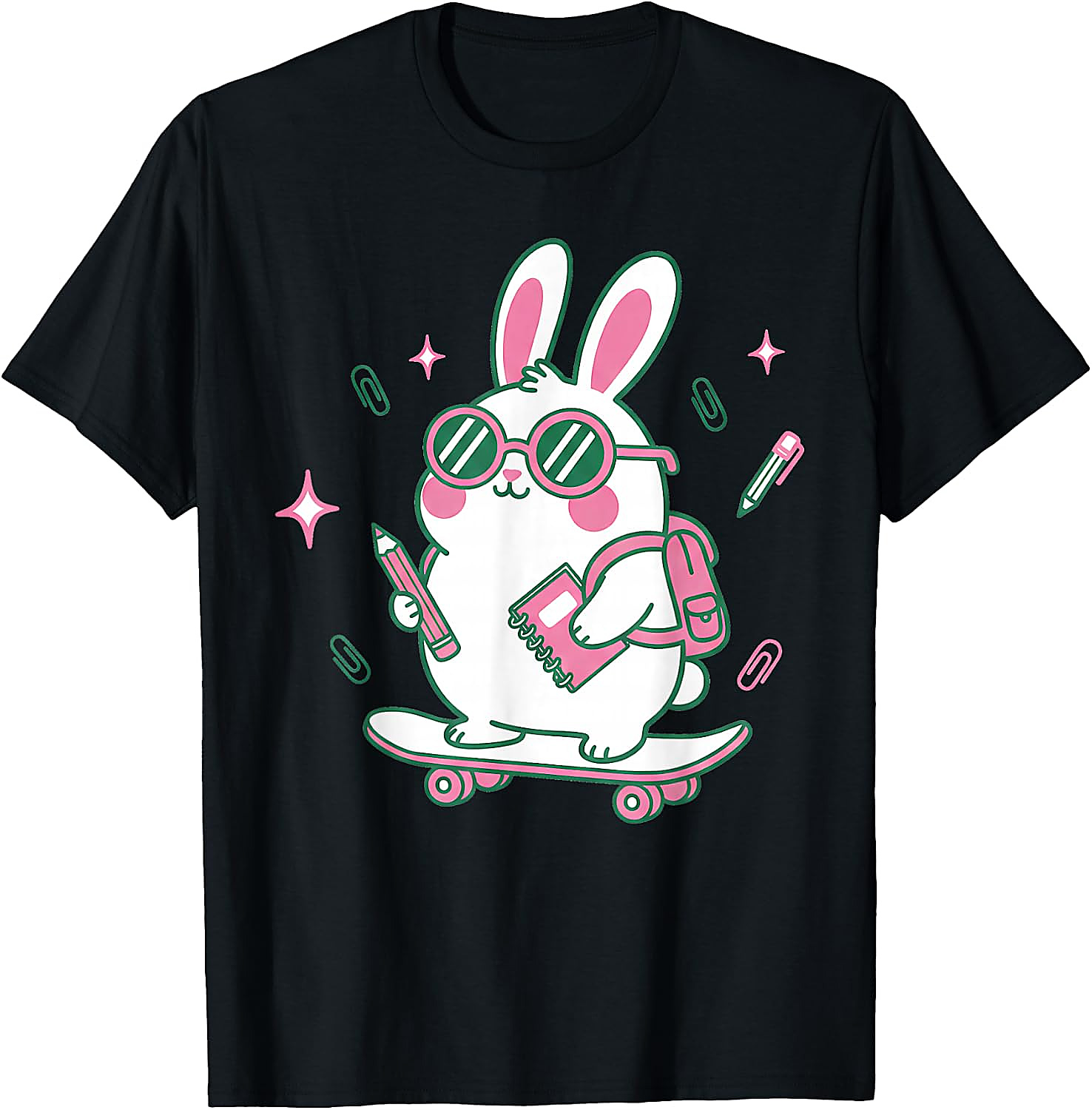 Cute School Bunny Skateboard T-Shirt | Back to School Tee