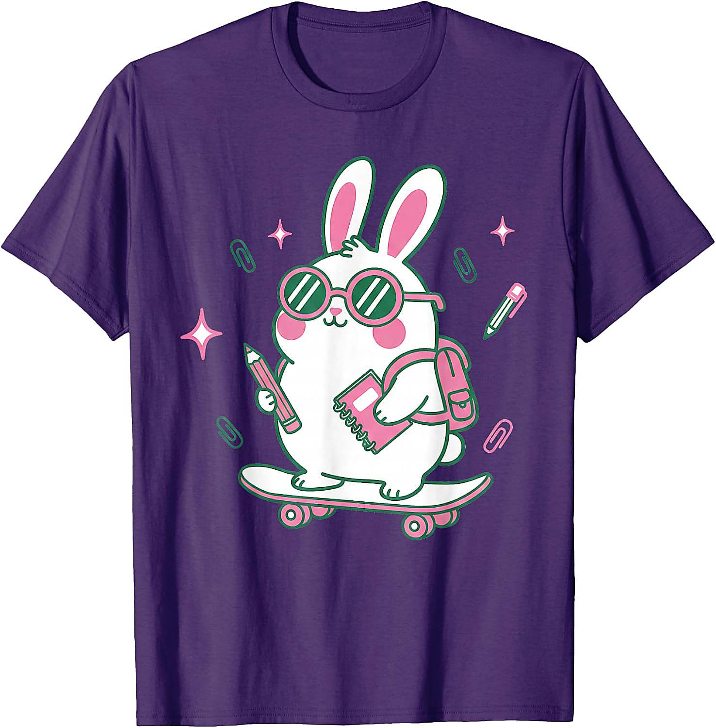Cute School Bunny Skateboard T-Shirt | Back to School Tee