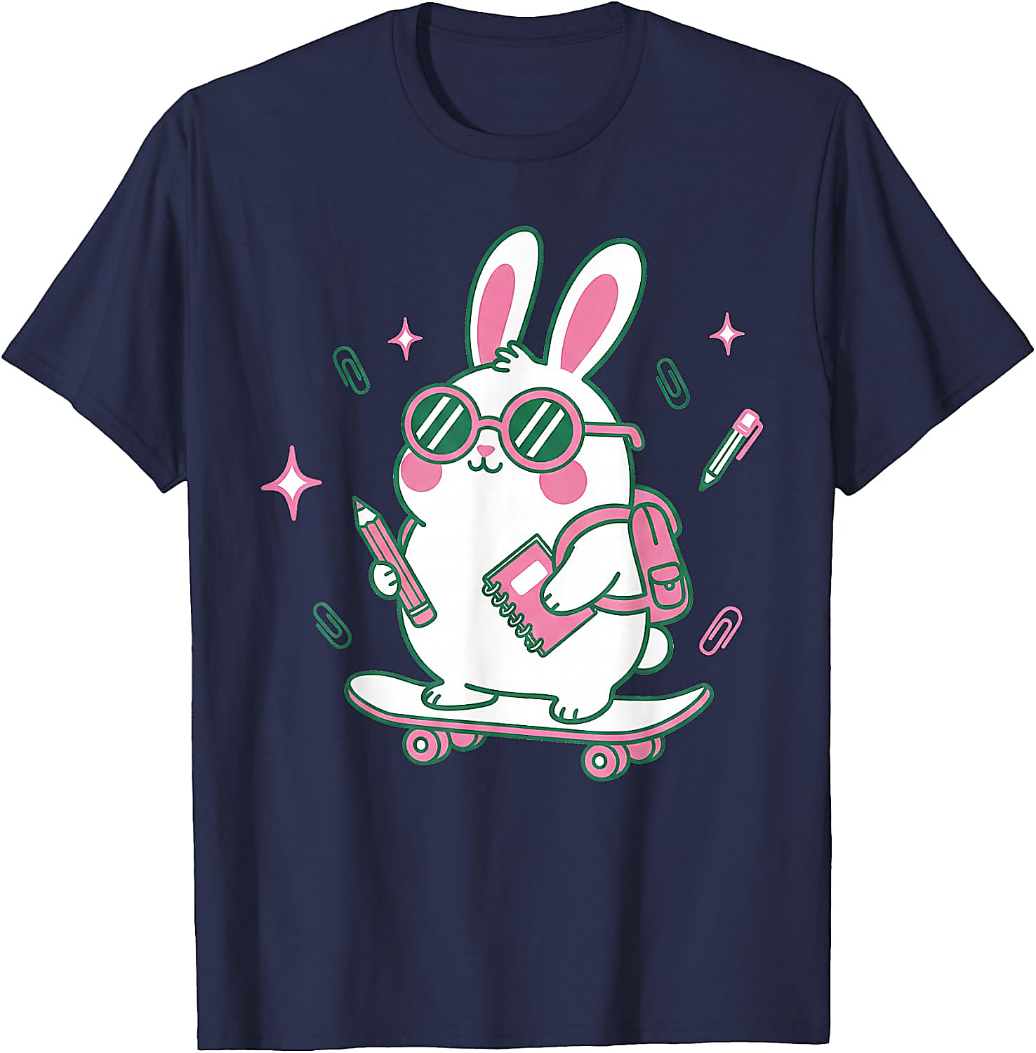 Cute School Bunny Skateboard T-Shirt | Back to School Tee