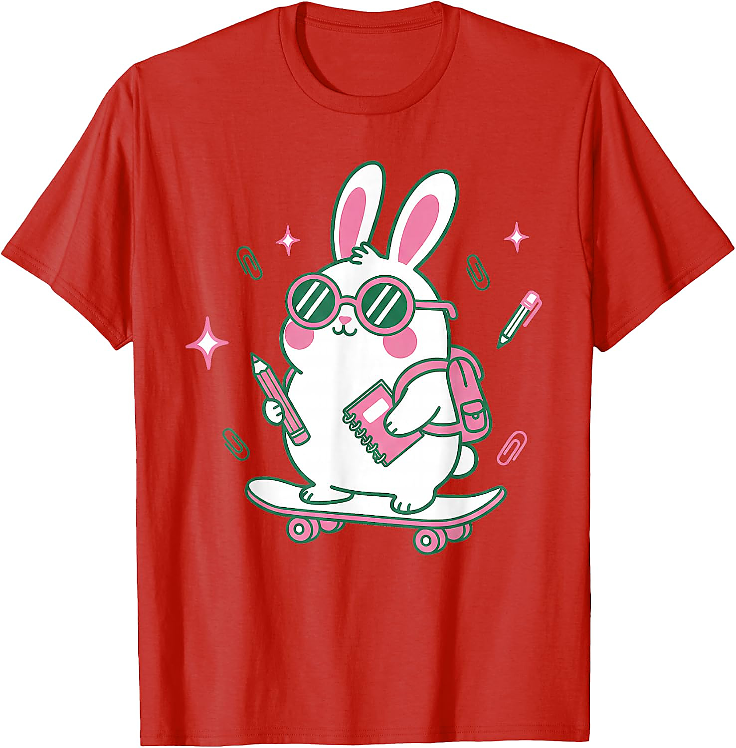 Cute School Bunny Skateboard T-Shirt | Back to School Tee