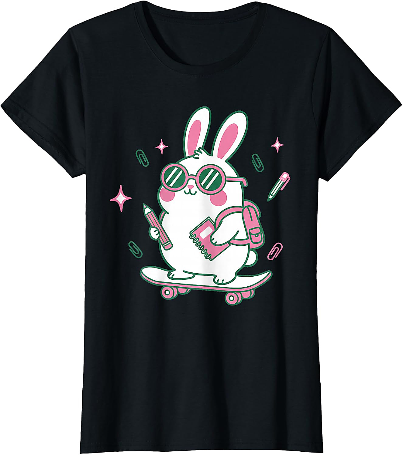 Cute School Bunny Skateboard T-Shirt | Back to School Tee
