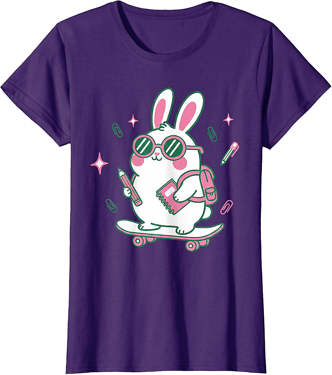 Cute School Bunny Skateboard T-Shirt | Back to School Tee
