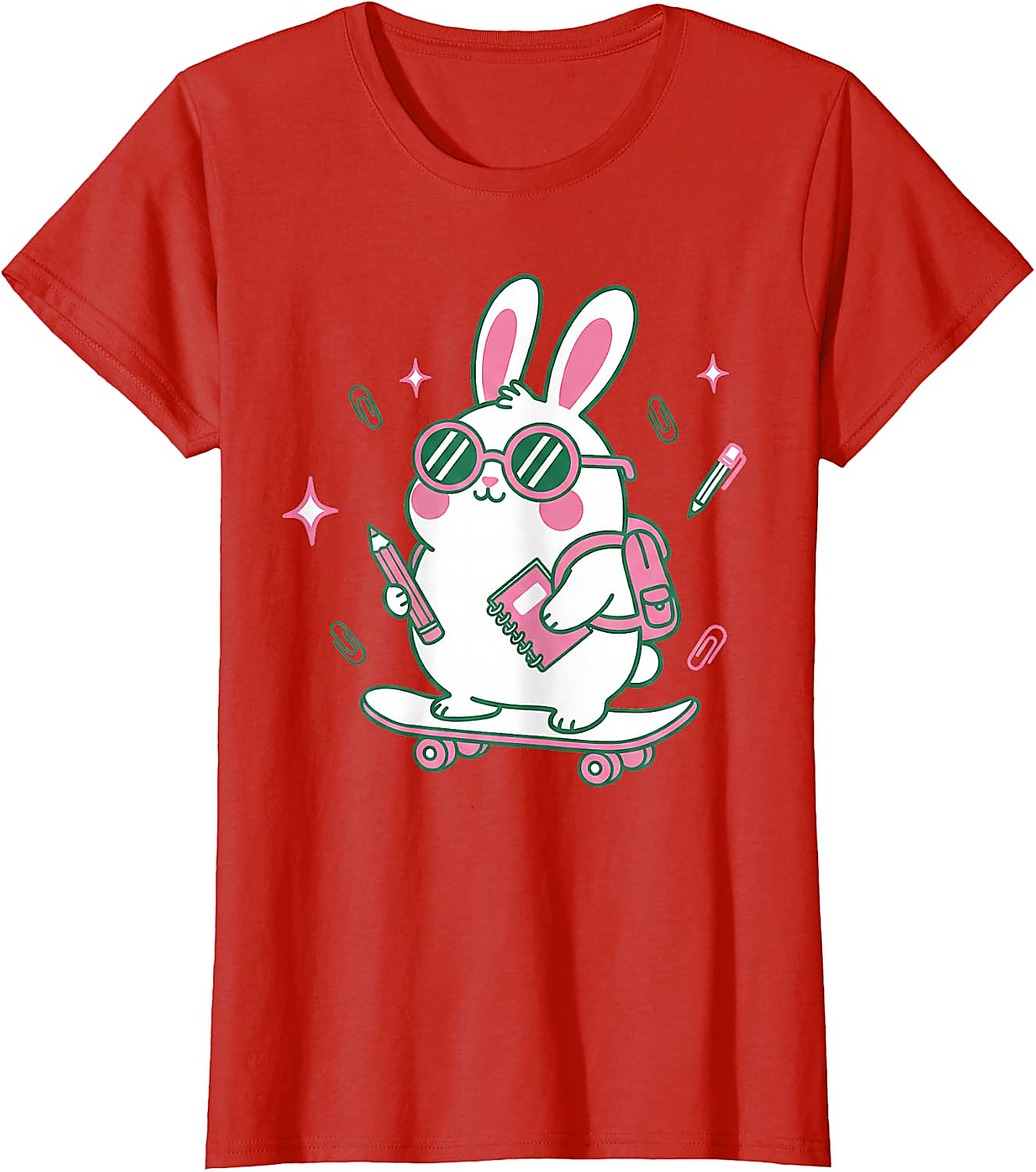 Cute School Bunny Skateboard T-Shirt | Back to School Tee