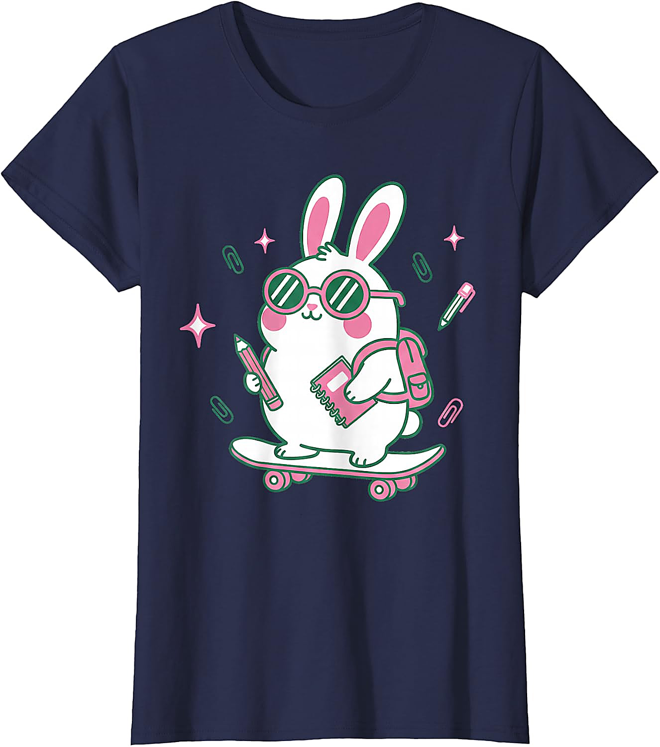 Cute School Bunny Skateboard T-Shirt | Back to School Tee