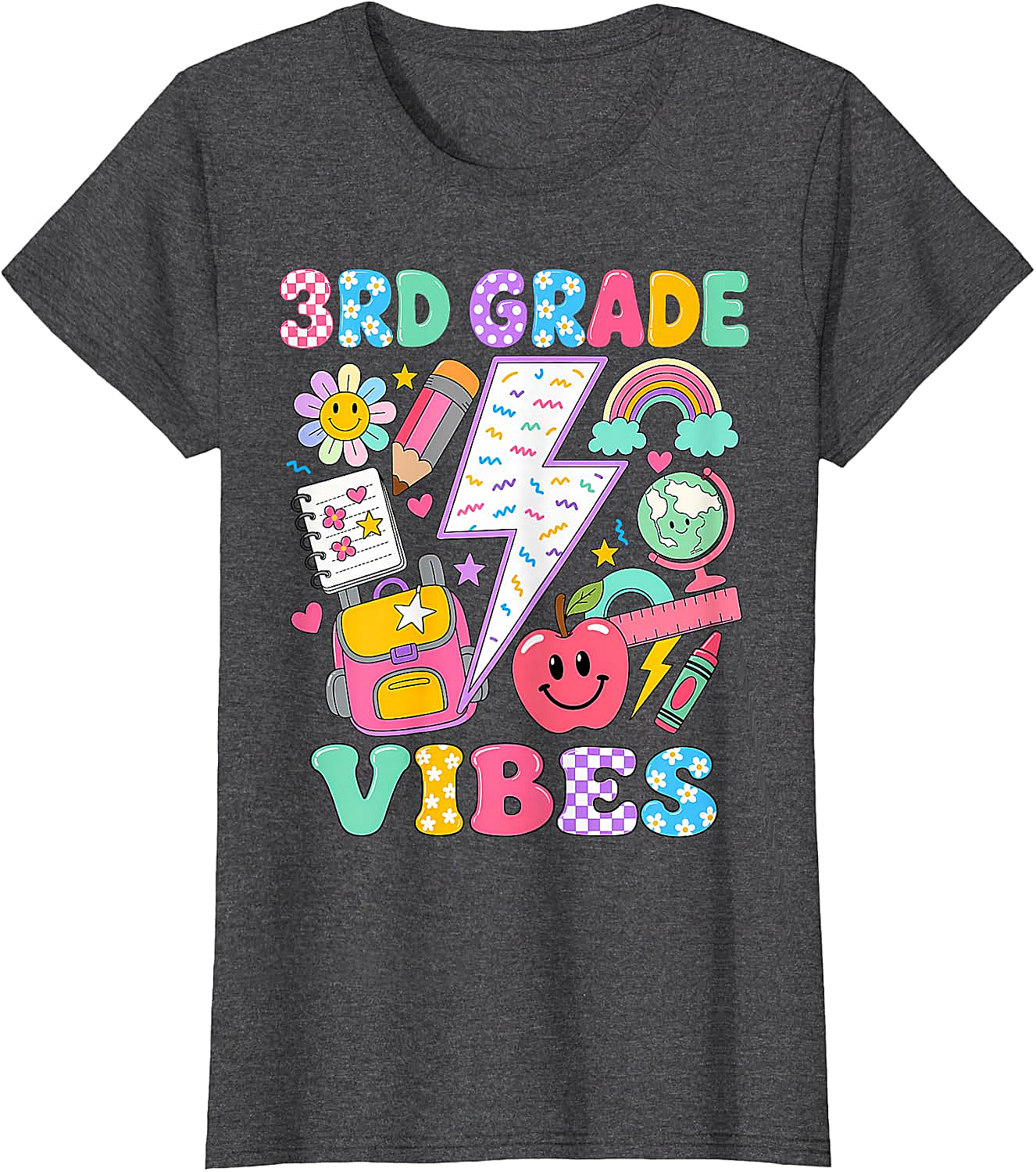  3rd Grade Vibes Girls Back to School T-Shirt Fun Tee