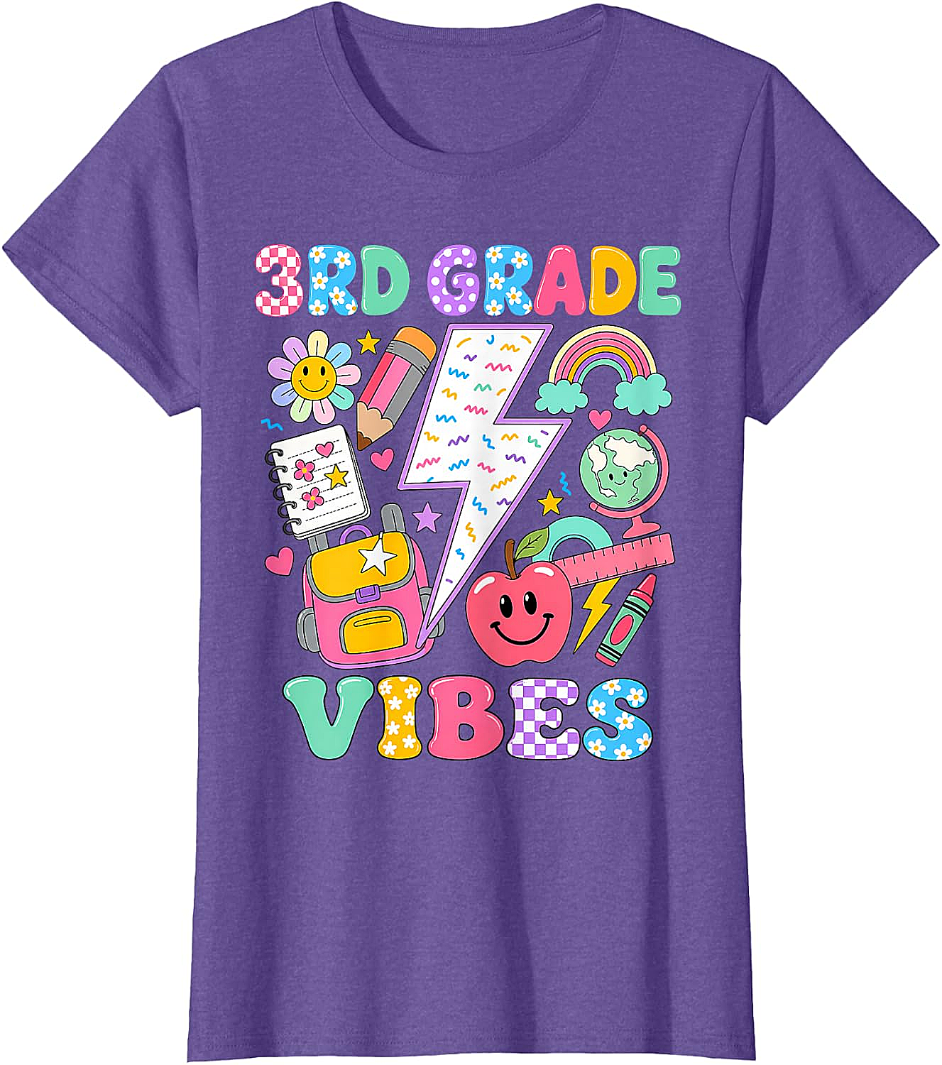 3rd Grade Vibes Girls Back to School T-Shirt Fun Tee