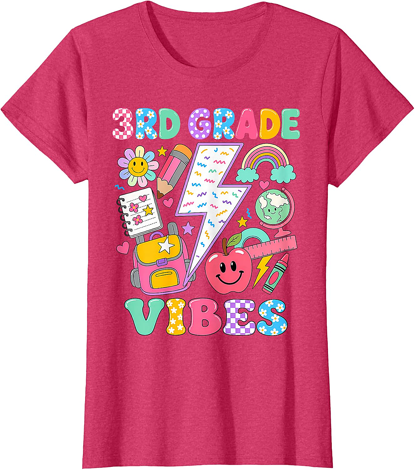  3rd Grade Vibes Girls Back to School T-Shirt Fun Tee