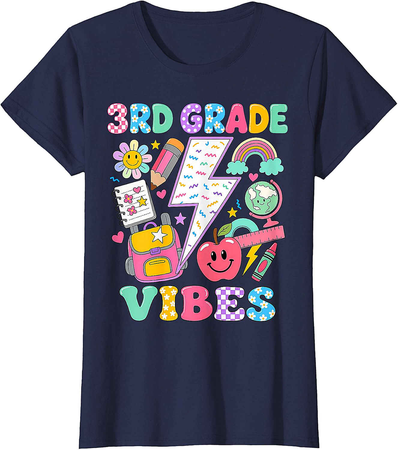  3rd Grade Vibes Girls Back to School T-Shirt Fun Tee