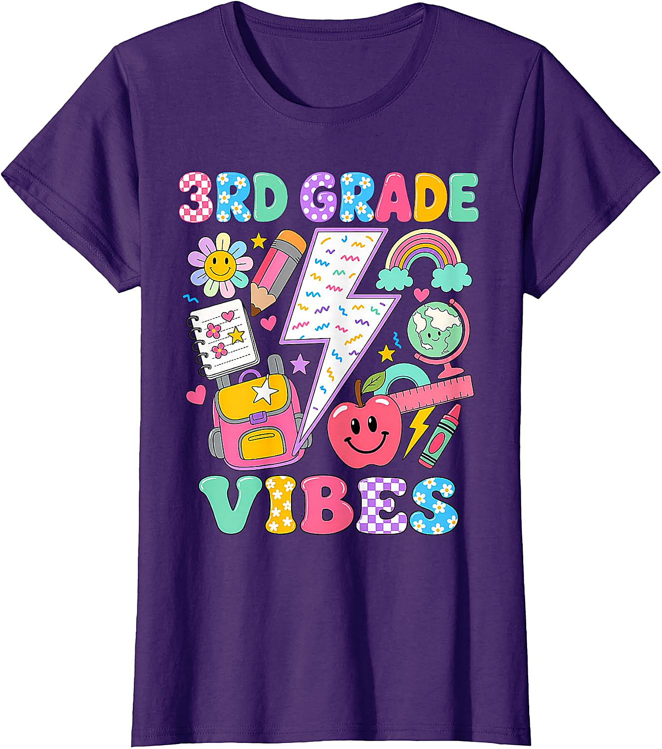  3rd Grade Vibes Girls Back to School T-Shirt Fun Tee