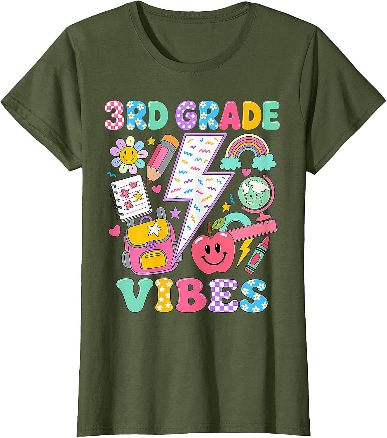  3rd Grade Vibes Girls Back to School T-Shirt Fun Tee