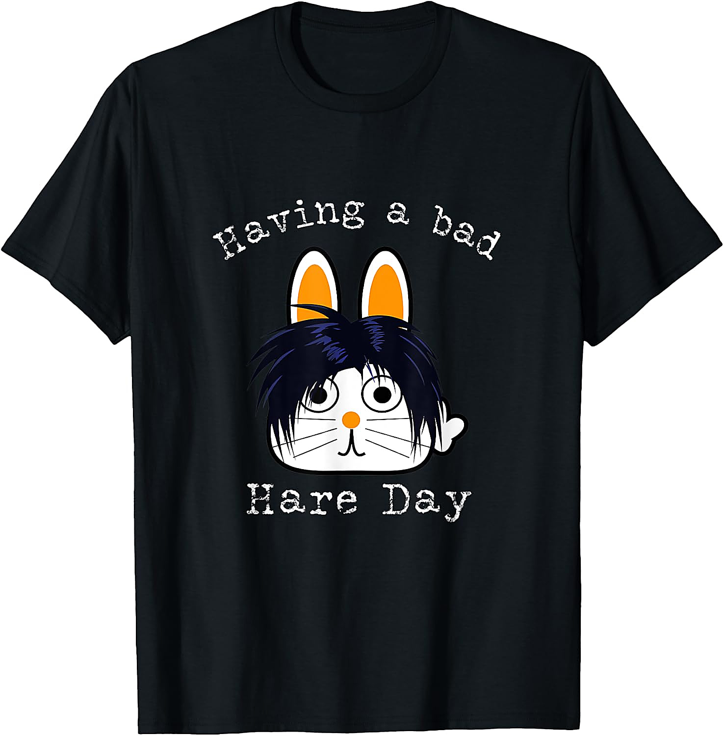 Bad Hare Day Pun T-Shirt | Funny Emo Bunny Graphic Tee