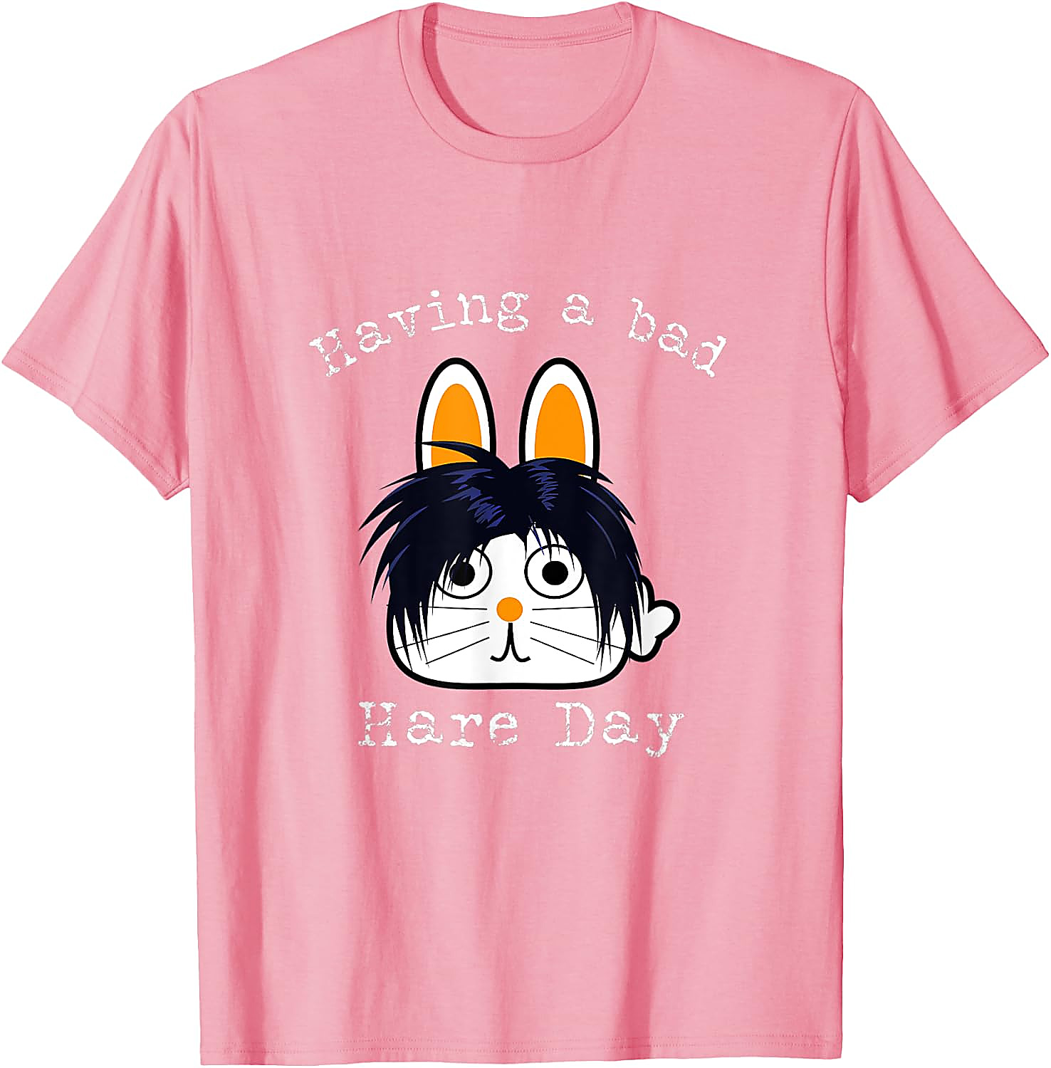 Bad Hare Day Pun T-Shirt | Funny Emo Bunny Graphic Tee