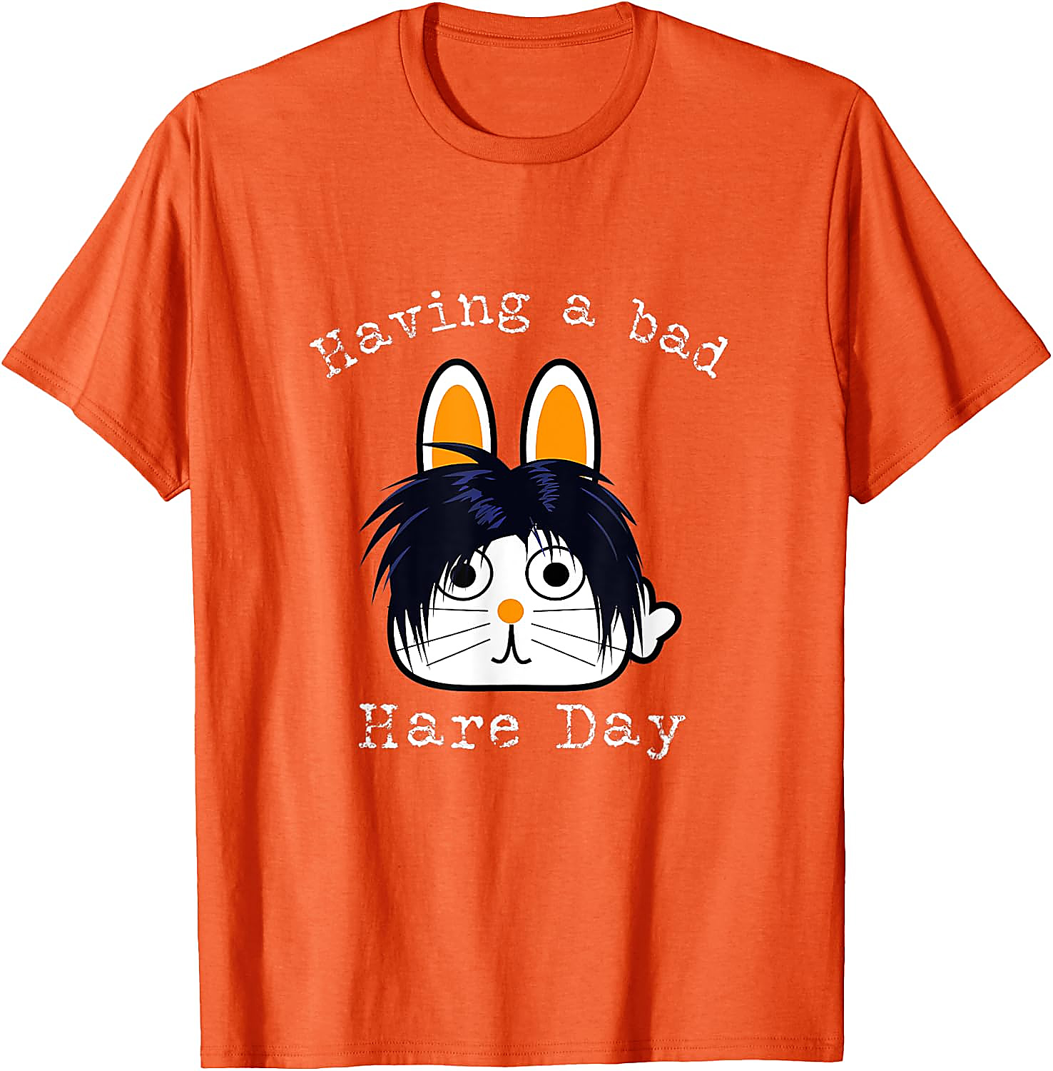 Bad Hare Day Pun T-Shirt | Funny Emo Bunny Graphic Tee