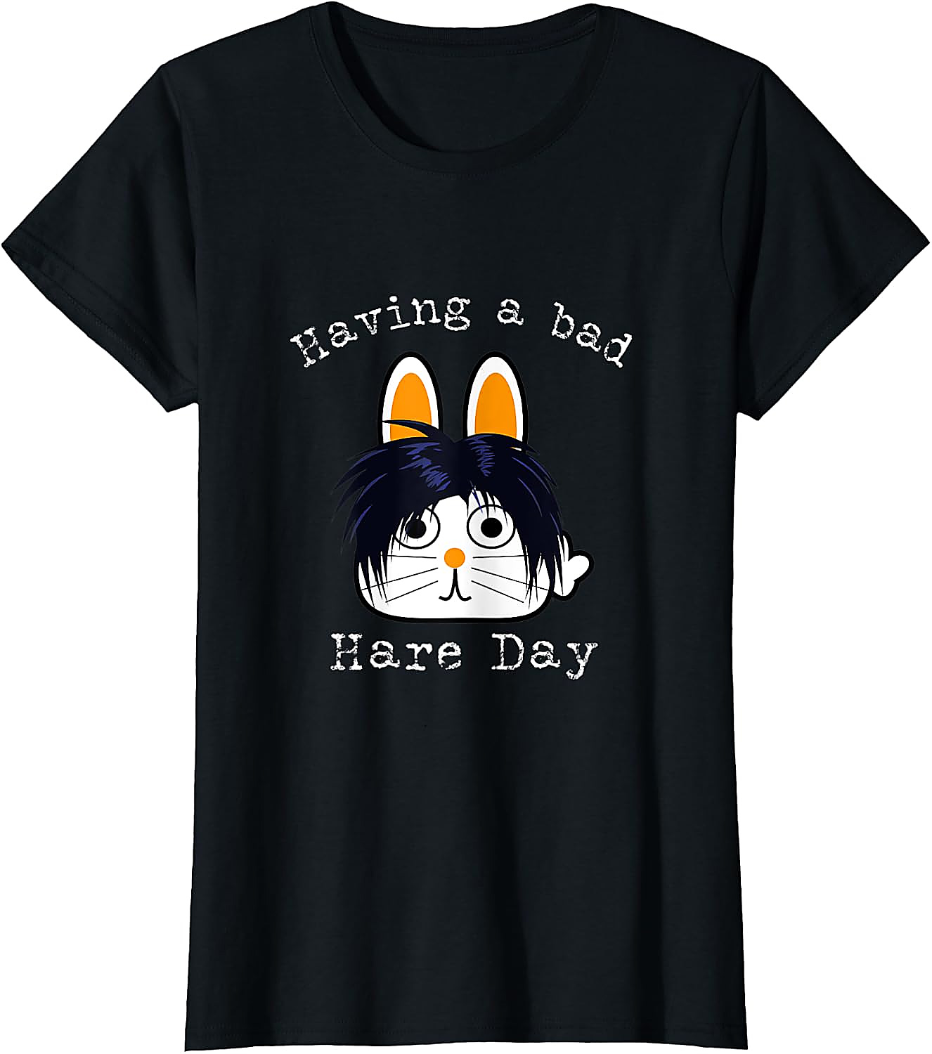 Bad Hare Day Pun T-Shirt | Funny Emo Bunny Graphic Tee
