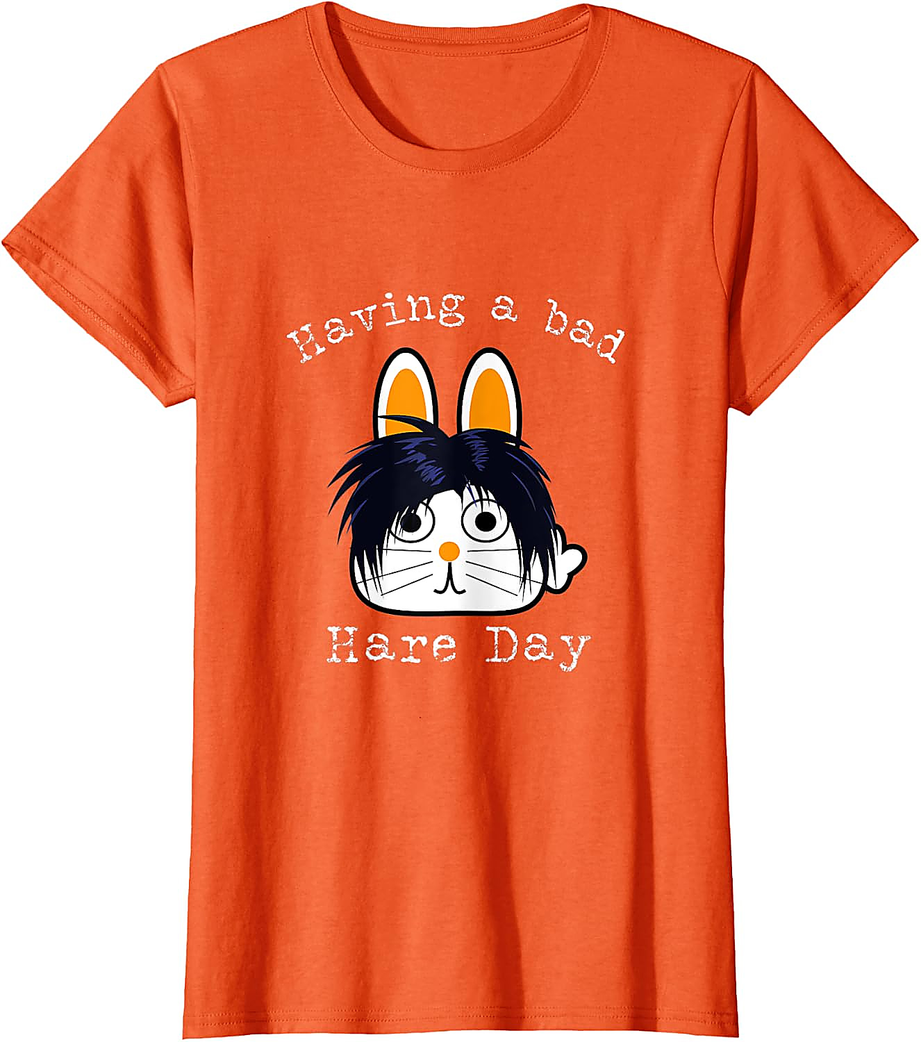 Bad Hare Day Pun T-Shirt | Funny Emo Bunny Graphic Tee