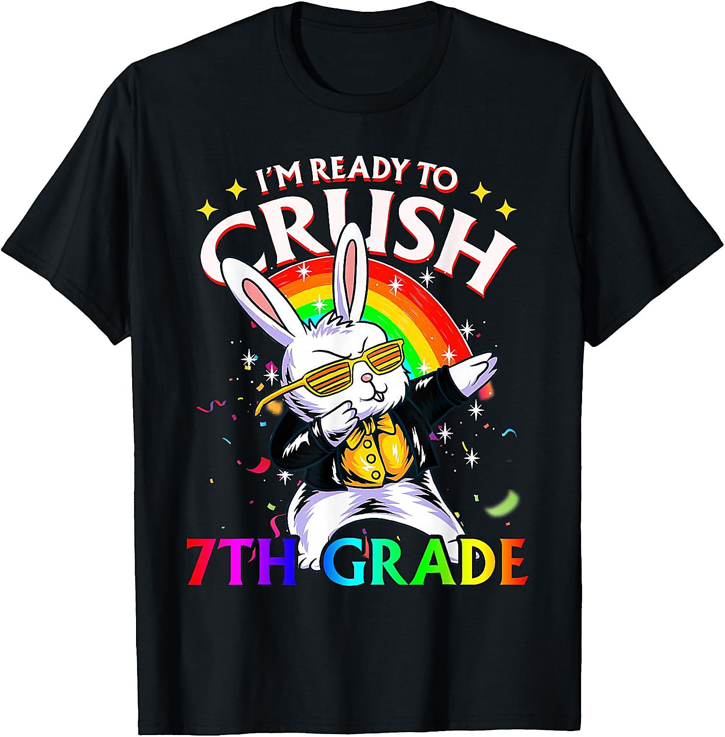 Crush 7th Grade Dabbing Bunny T-Shirt | Back to School Tee