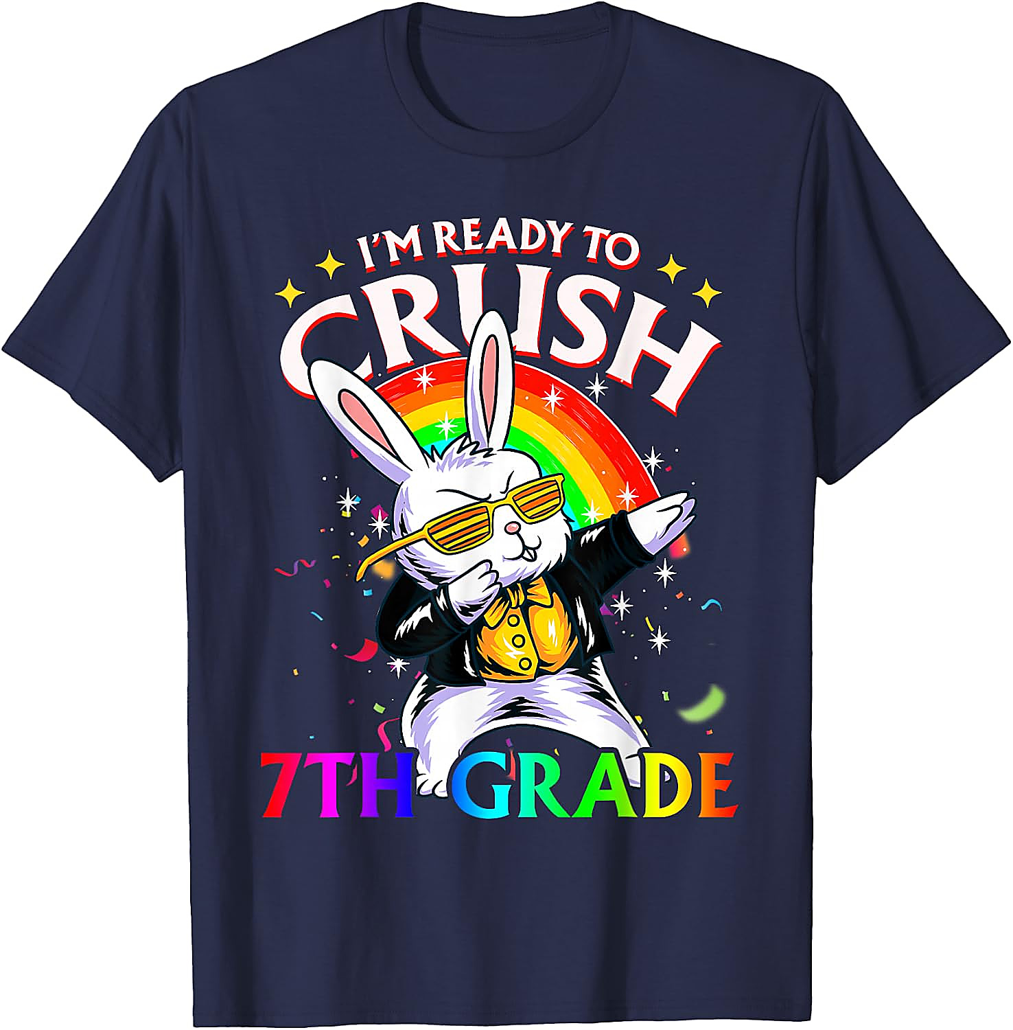 Crush 7th Grade Dabbing Bunny T-Shirt | Back to School Tee