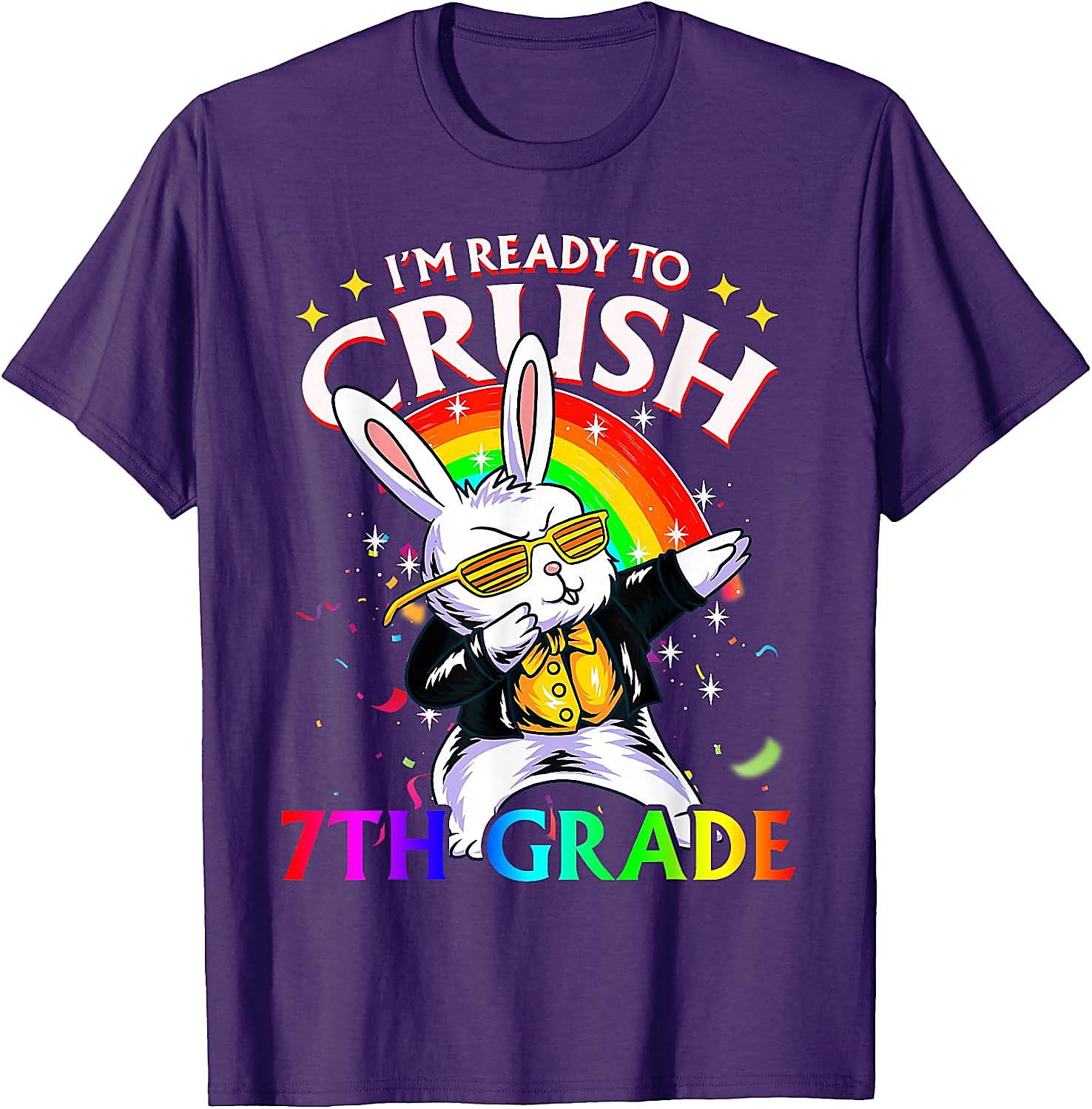 Crush 7th Grade Dabbing Bunny T-Shirt | Back to School Tee