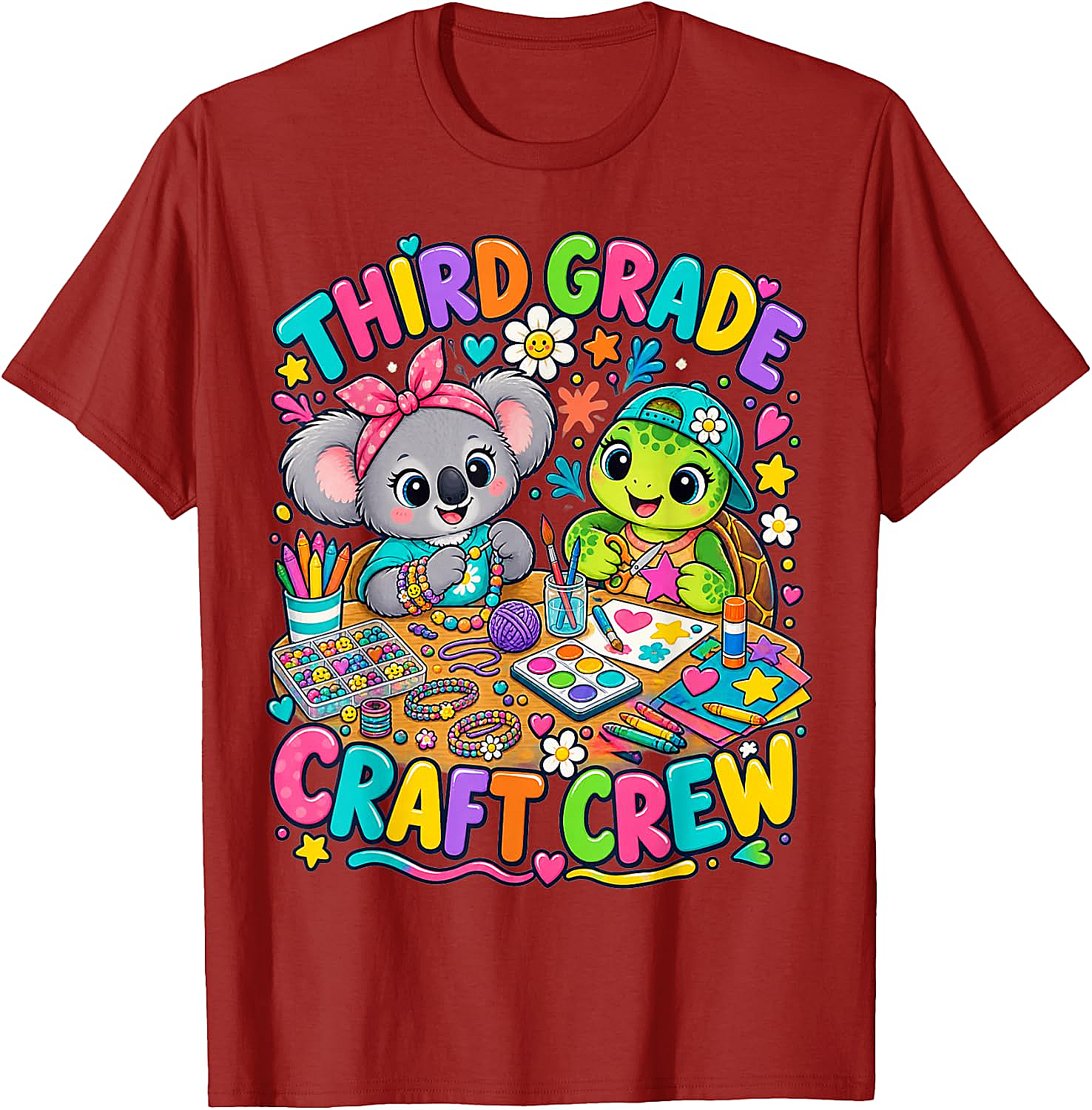 Third Grade Craft Crew T-Shirt - Koala Turtle Design