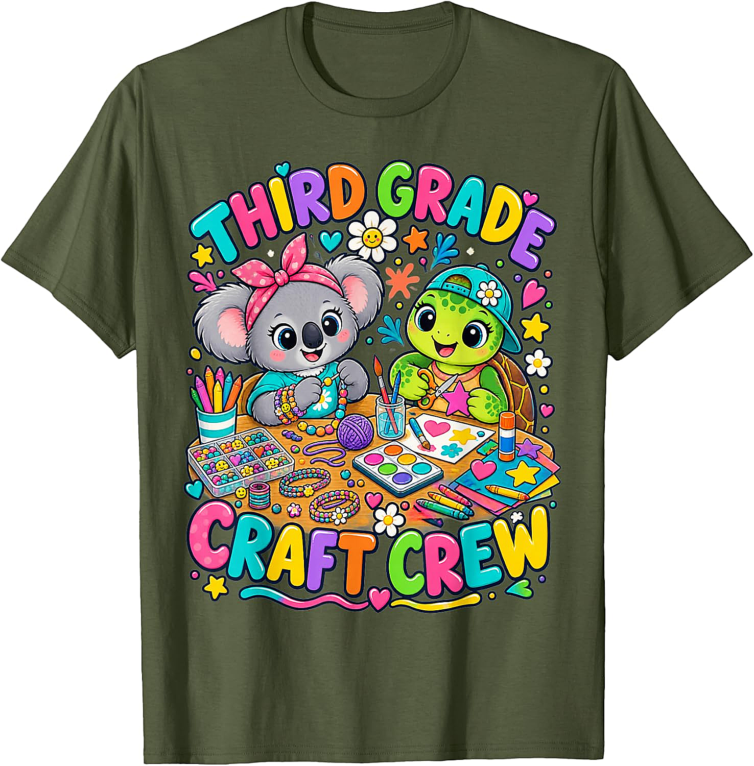 Third Grade Craft Crew T-Shirt - Koala Turtle Design