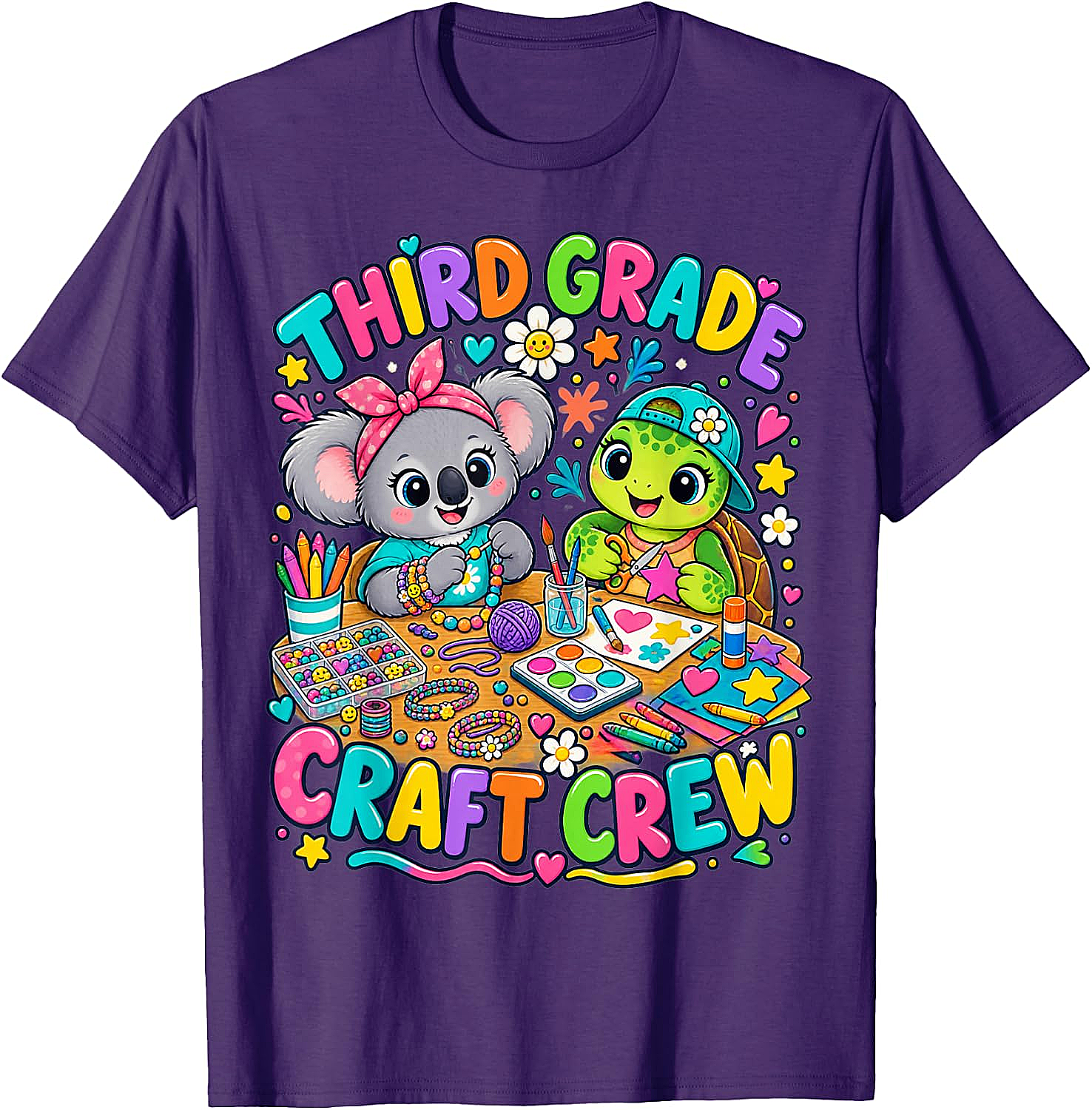 Third Grade Craft Crew T-Shirt - Koala Turtle Design
