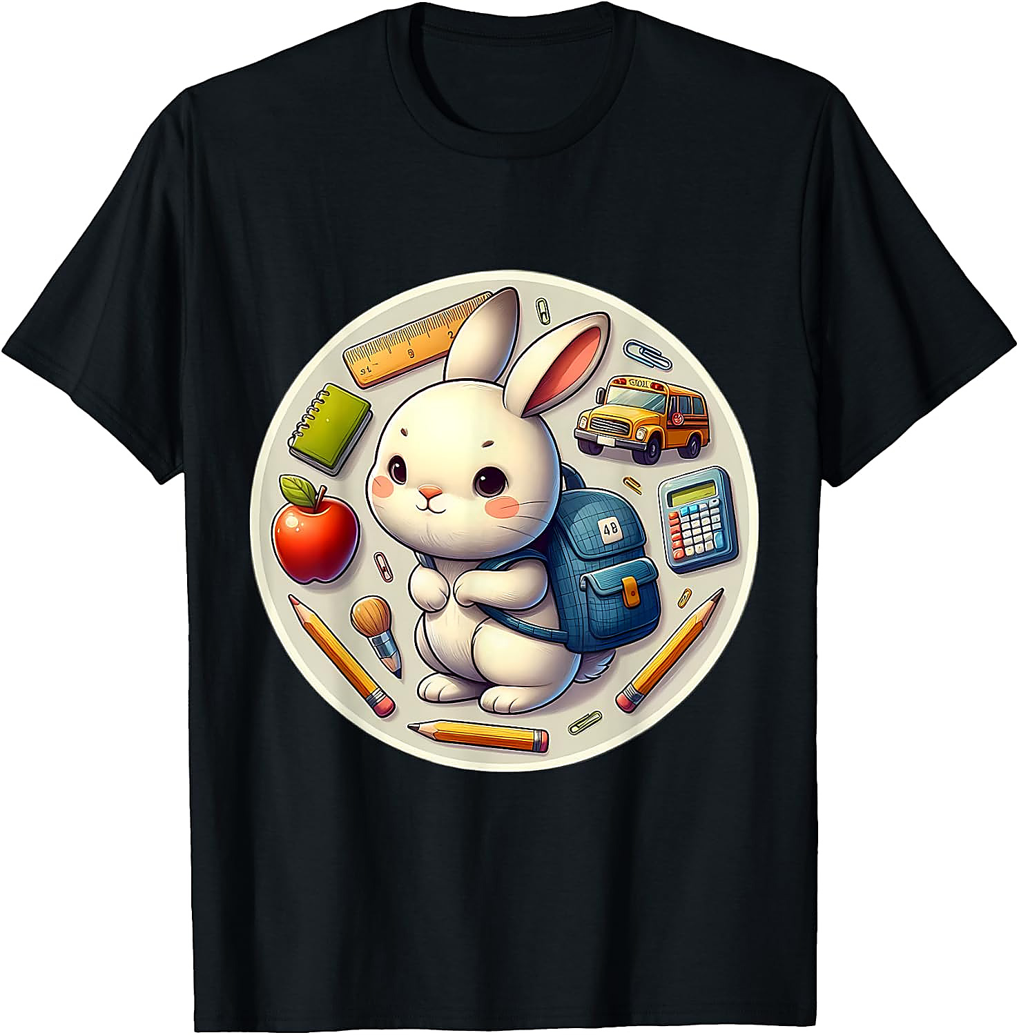 Back To School Rabbit T-Shirt | Cute Student Graphic Tee
