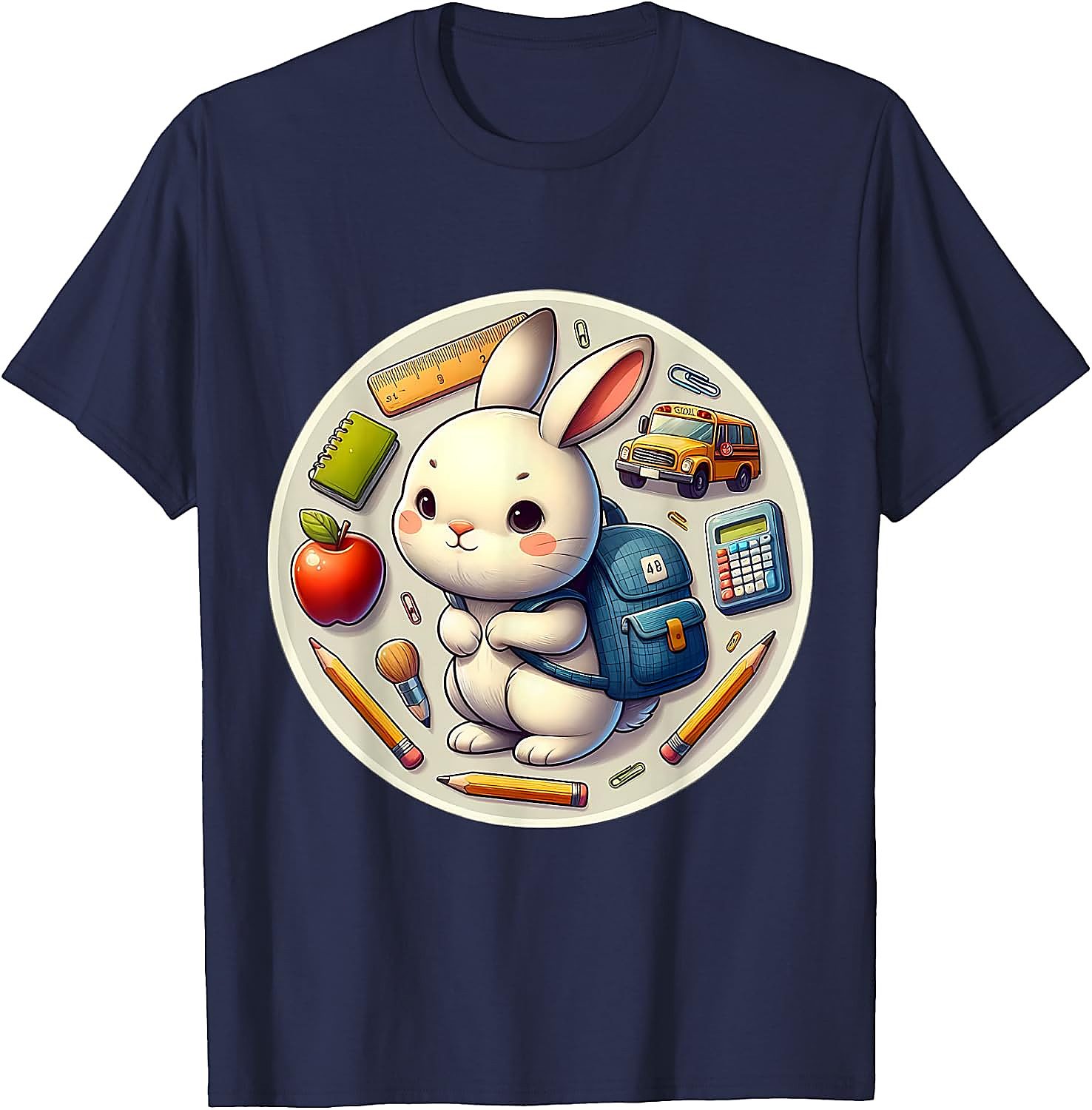 Back To School Rabbit T-Shirt | Cute Student Graphic Tee