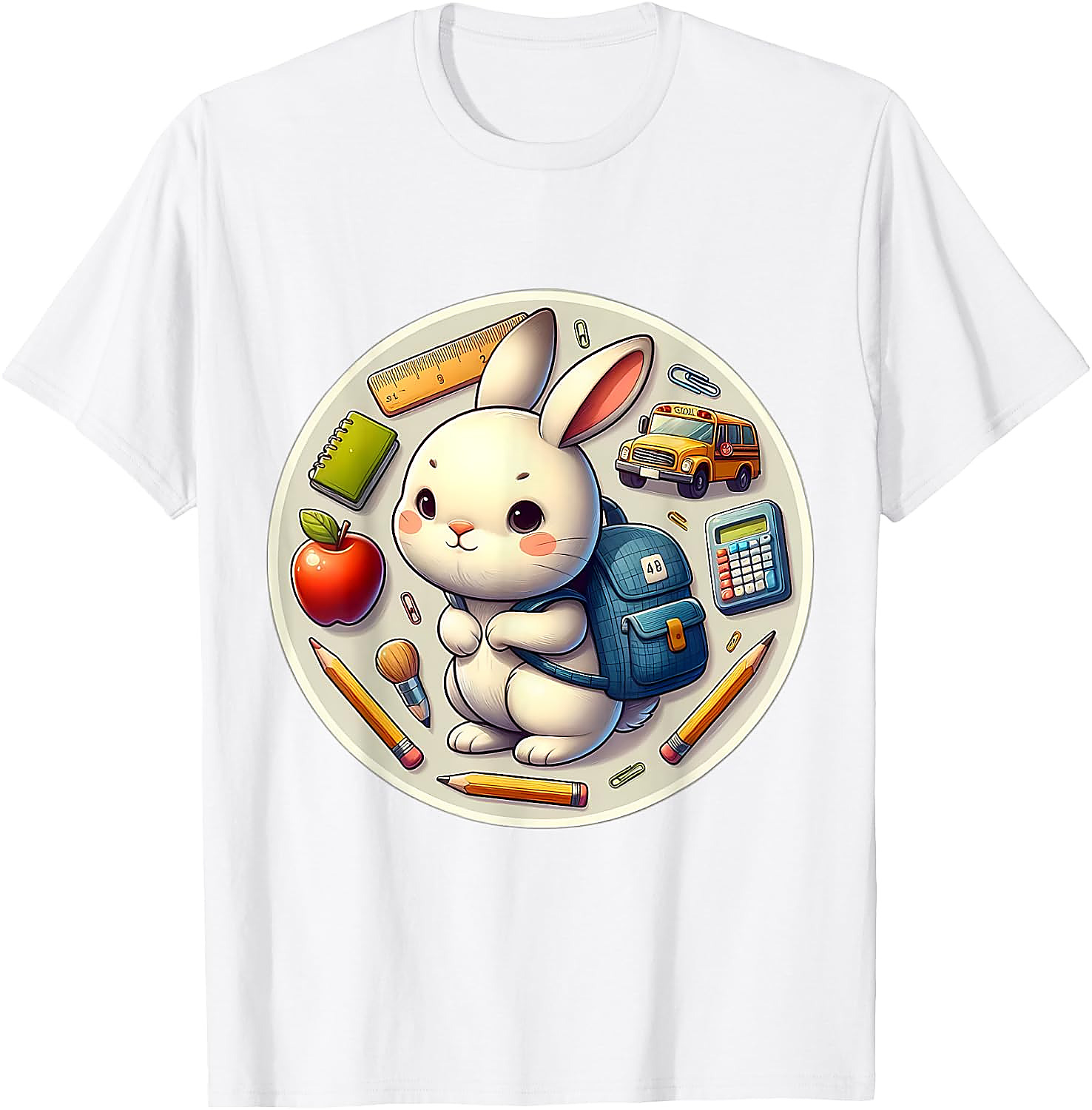 Back To School Rabbit T-Shirt | Cute Student Graphic Tee