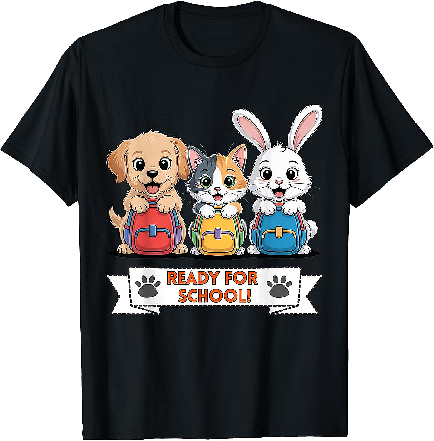 Puppy Cat Bunny Ready For School T-Shirt