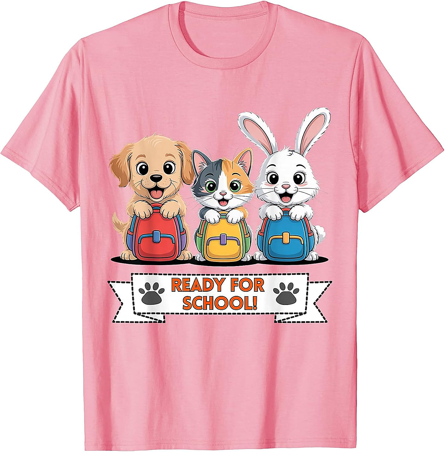 Puppy Cat Bunny Ready For School T-Shirt