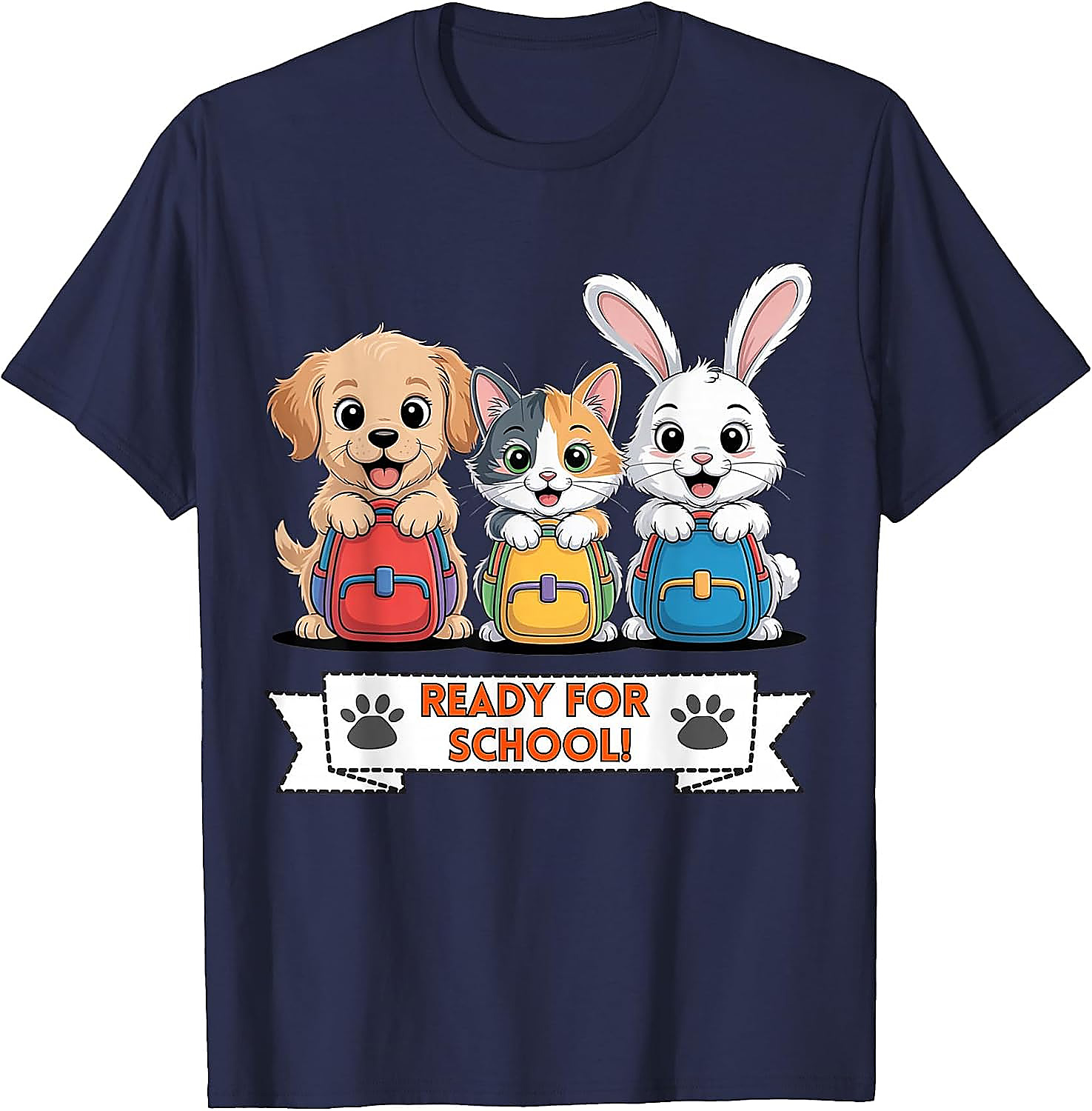 Puppy Cat Bunny Ready For School T-Shirt