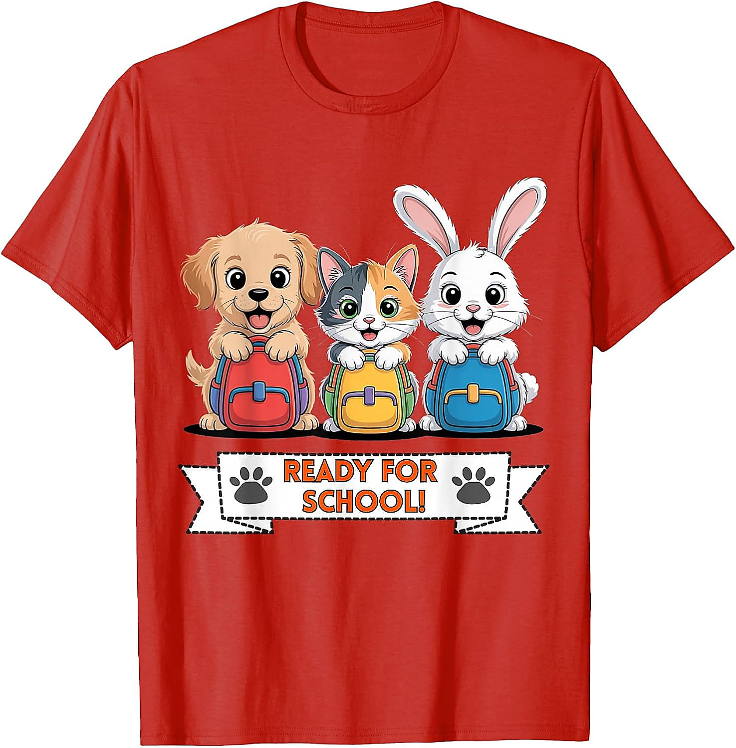 Puppy Cat Bunny Ready For School T-Shirt