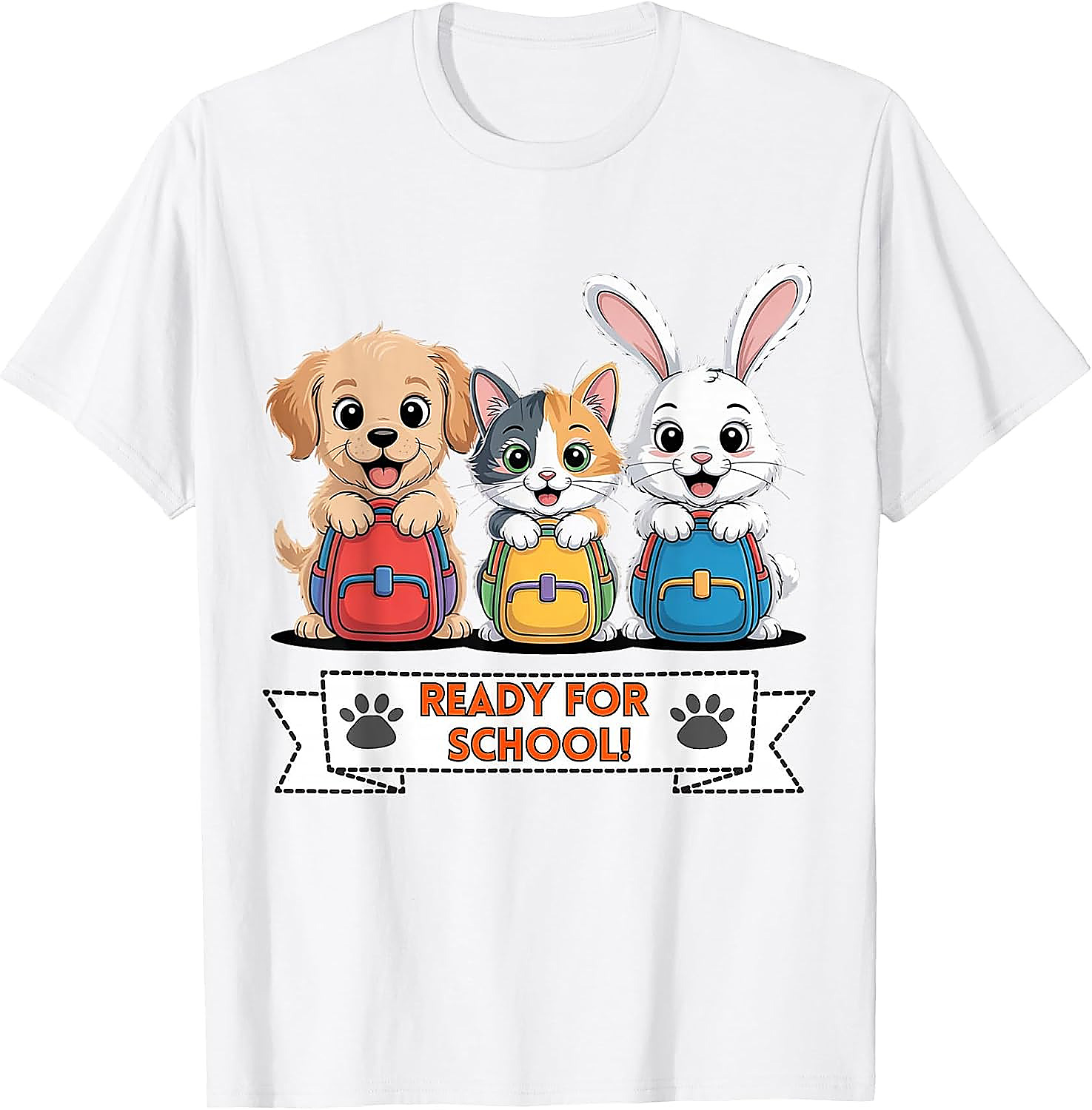 Puppy Cat Bunny Ready For School T-Shirt