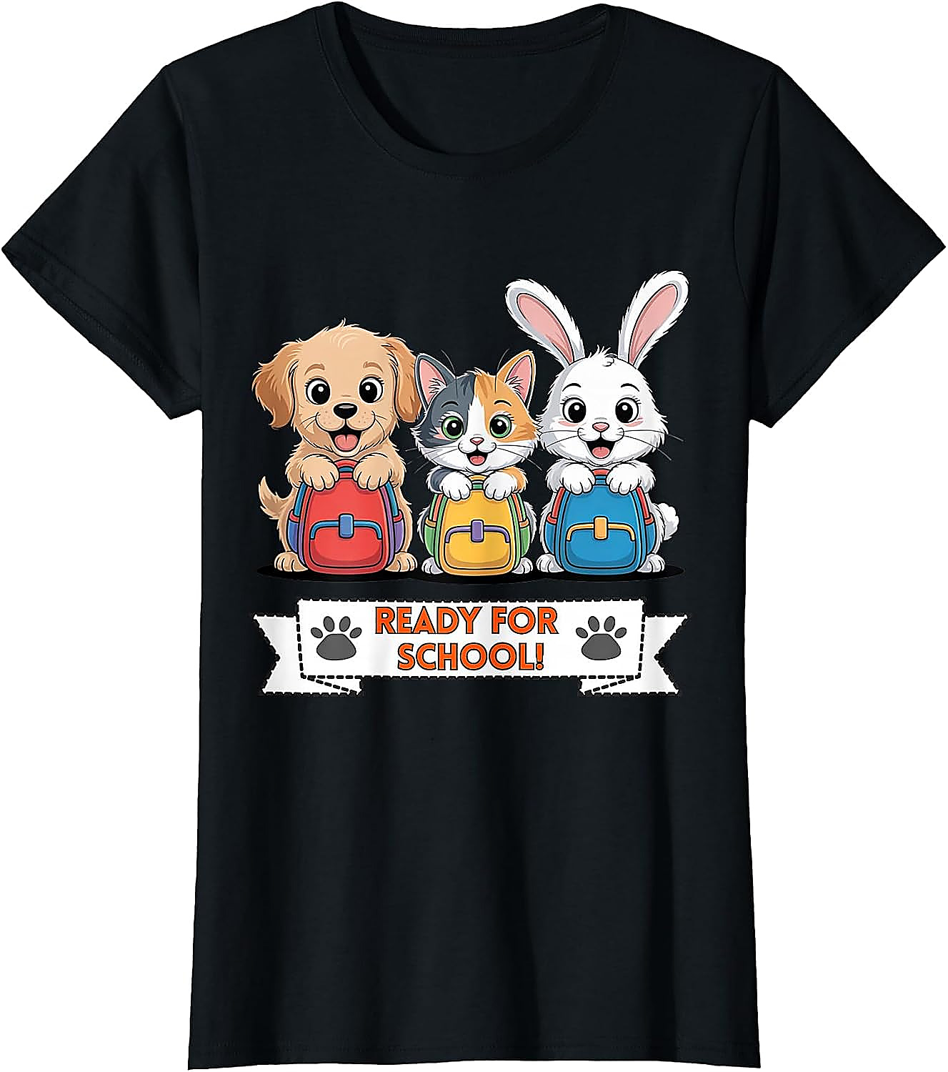 Puppy Cat Bunny Ready For School T-Shirt