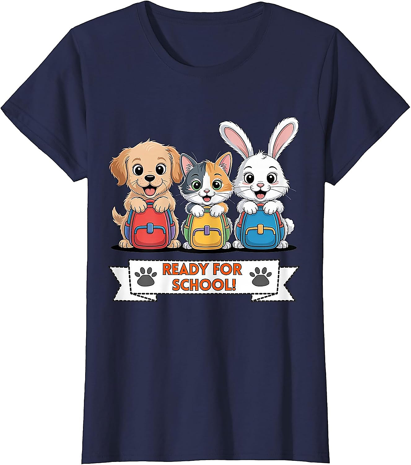 Puppy Cat Bunny Ready For School T-Shirt