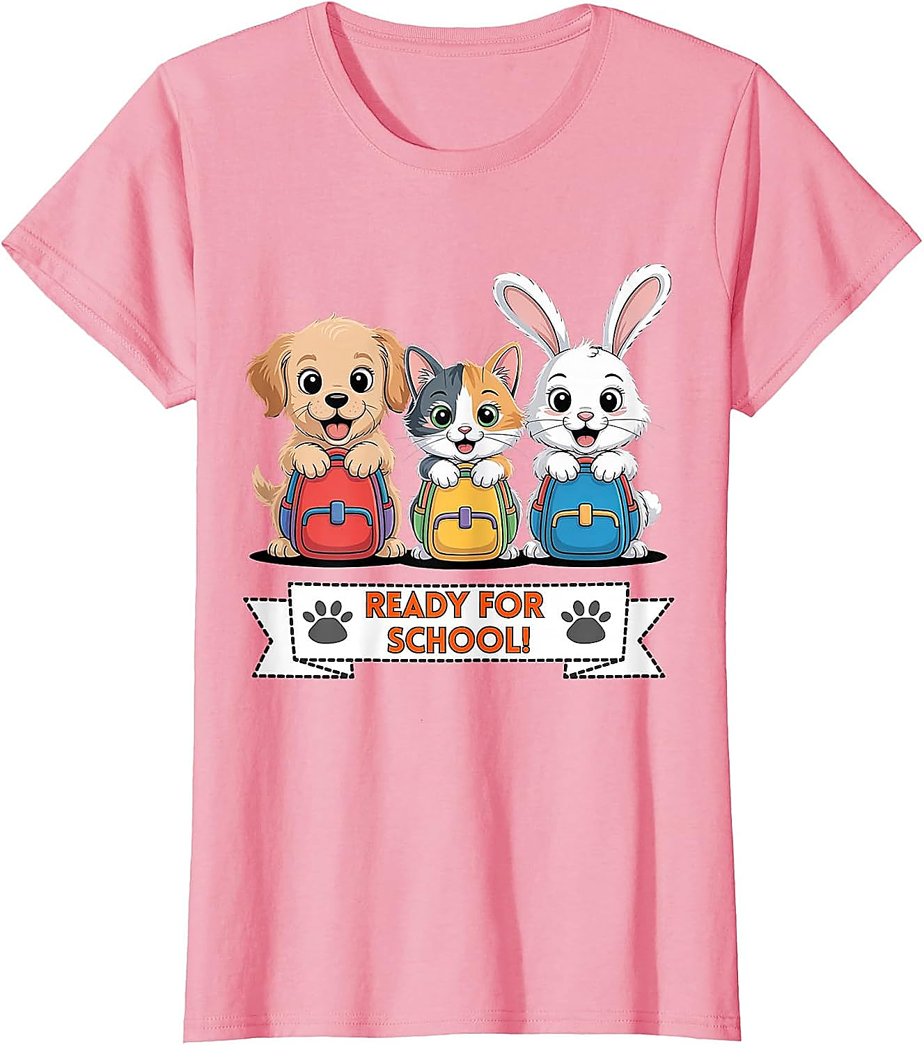 Puppy Cat Bunny Ready For School T-Shirt