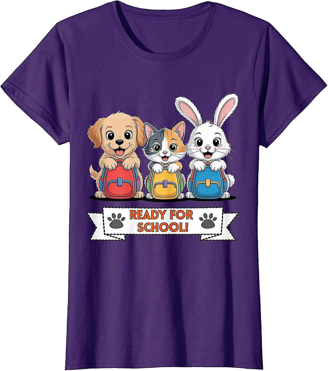 Puppy Cat Bunny Ready For School T-Shirt