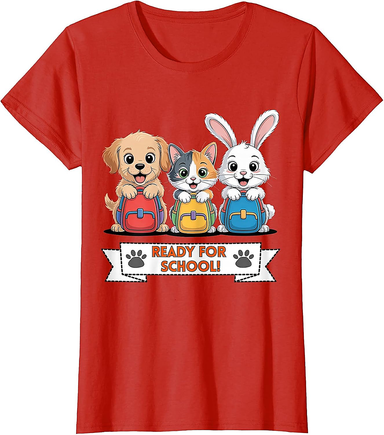 Puppy Cat Bunny Ready For School T-Shirt