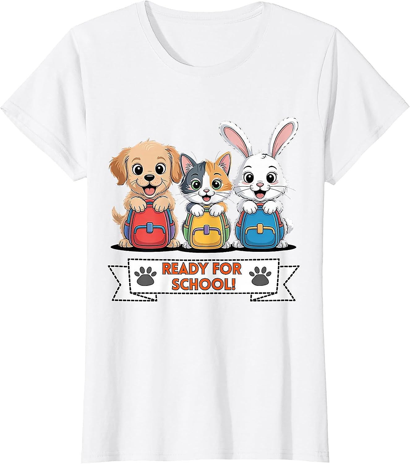 Puppy Cat Bunny Ready For School T-Shirt