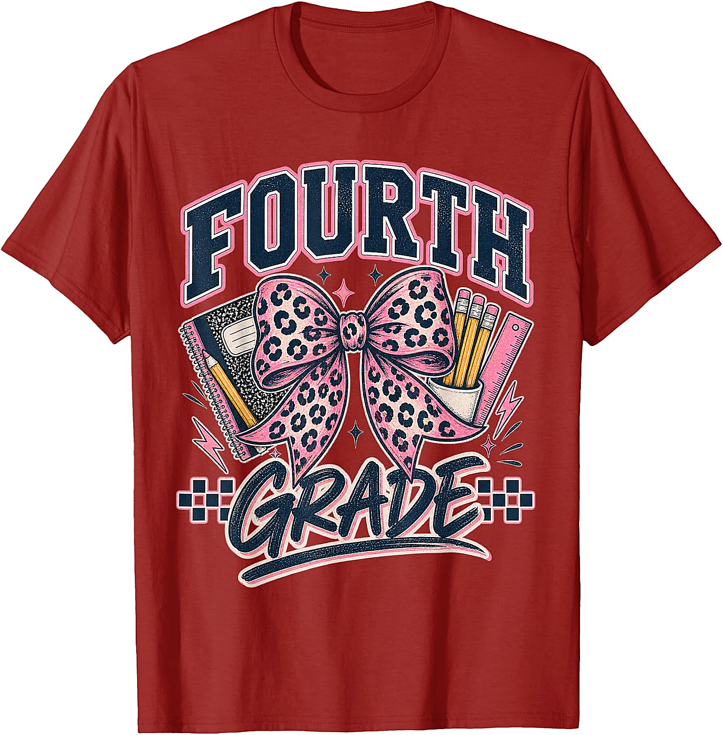  Fourth Grade Leopard Bow Preppy Back to School Tee