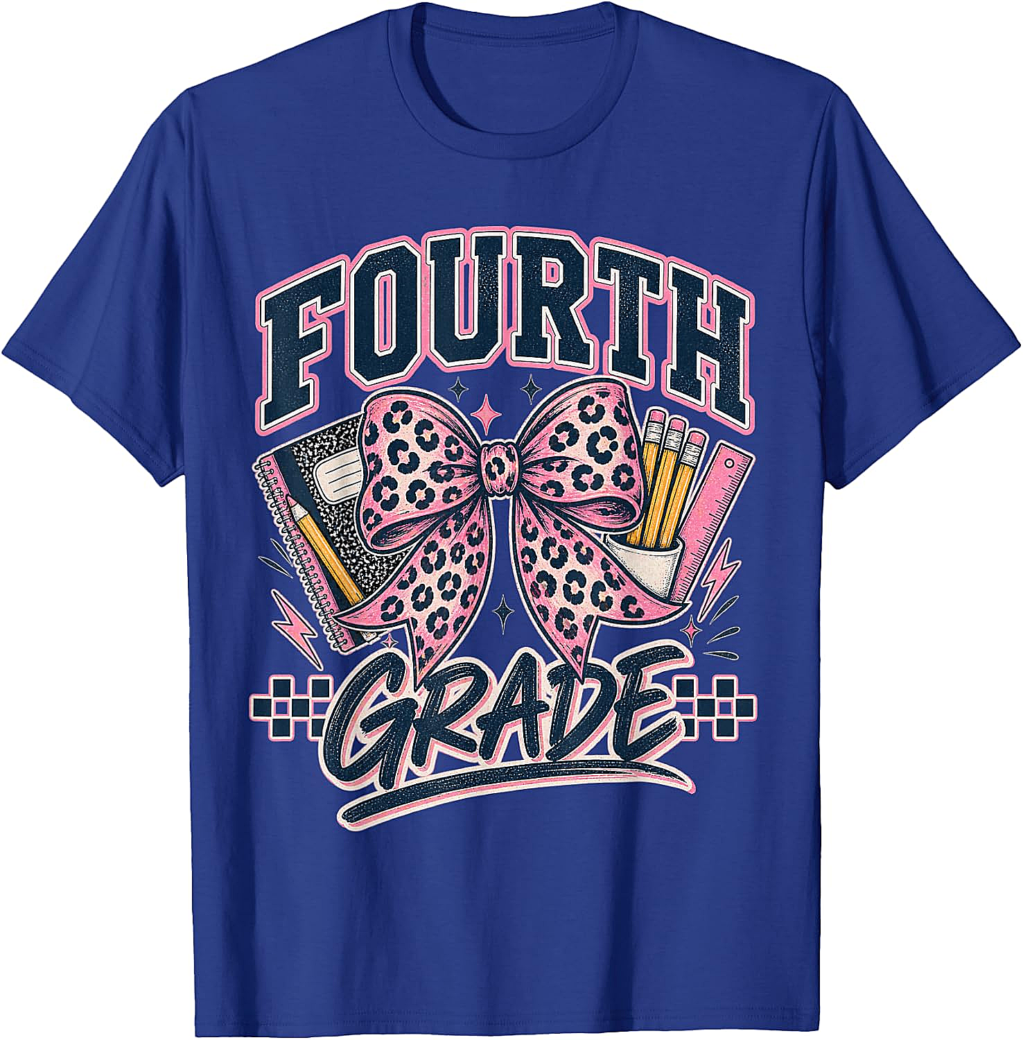  Fourth Grade Leopard Bow Preppy Back to School Tee