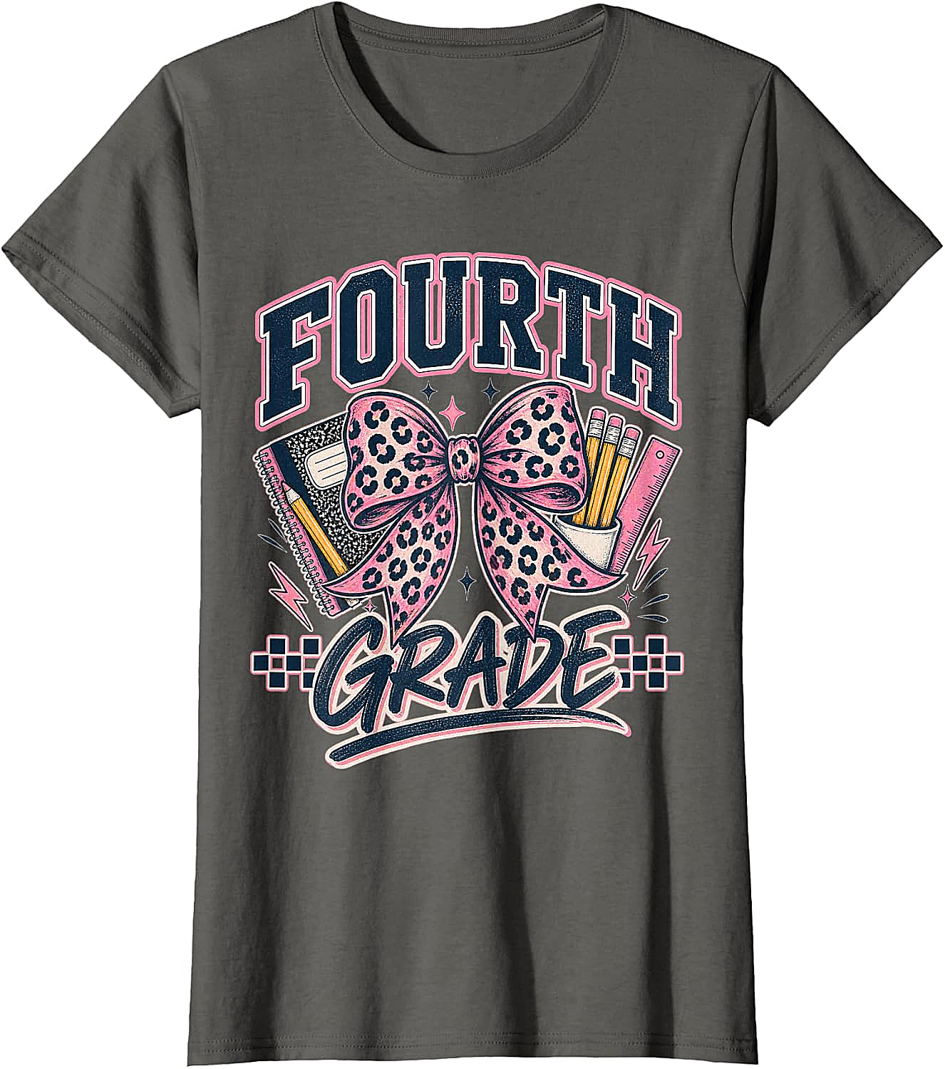 Fourth Grade Leopard Bow Preppy Back to School Tee